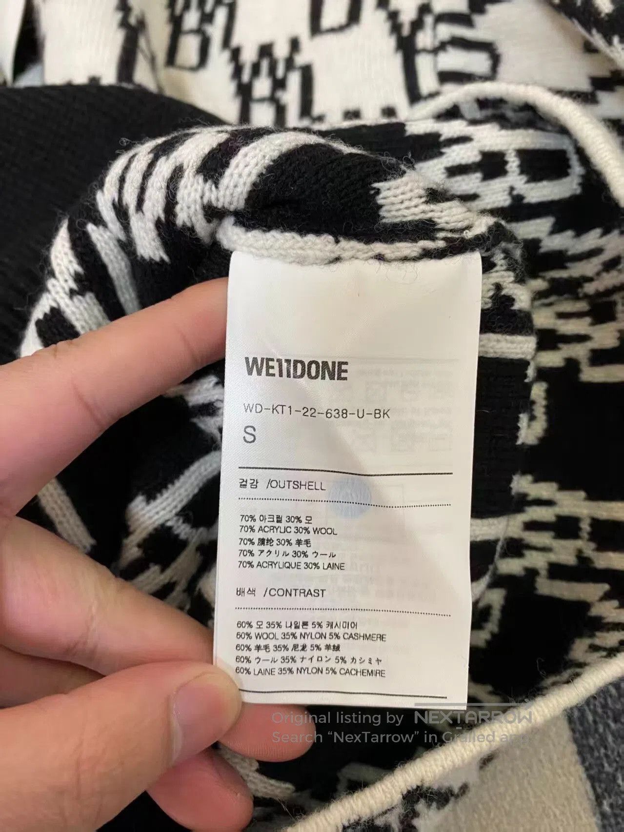 WE11DONE unique irregular wool sweater with tag. Size US S / EU 44-46 / 1 - 5 Thumbnail