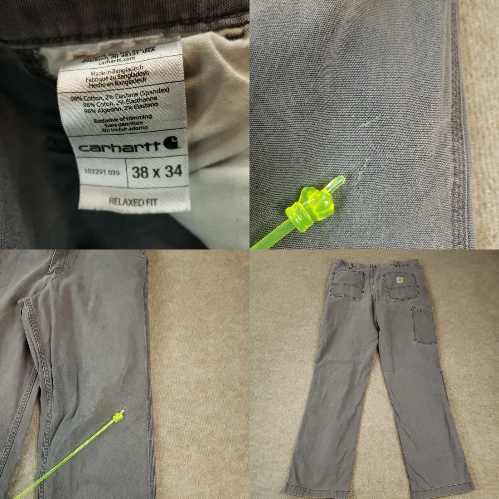 Carhartt Carhartt Mens Carpenter Pants Gray Relaxed Fit Straight Leg Workwear 34x31 Cotton Size US 34 / EU 50 - 8 Thumbnail