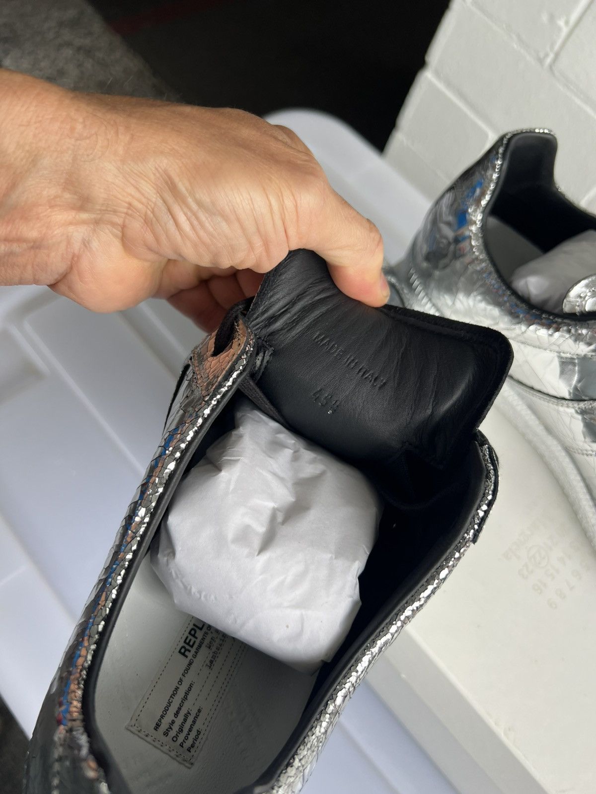 Maison Margiela Maidon margiela silver cracked replica sneaker Size US 12.5 / EU 45-46 - 8 Thumbnail
