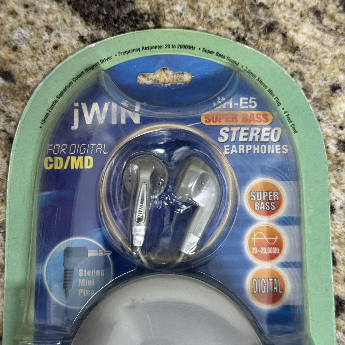 Vintage 2003 JWIN JH-E5 Super Bass Dynamic Digital Stereo Earphones Size ONE SIZE - 5 Thumbnail