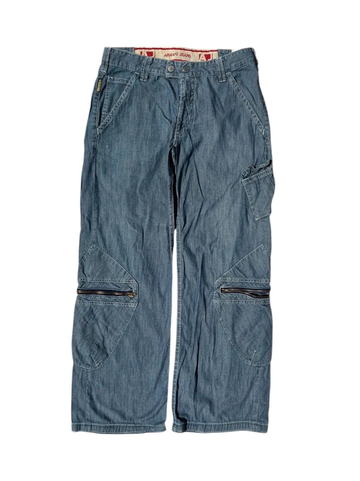 Other Armani Jeans Zip Cargo Pants in Washed Denim (2004–2006) Size US 32 / EU 48 - 1 Thumbnail