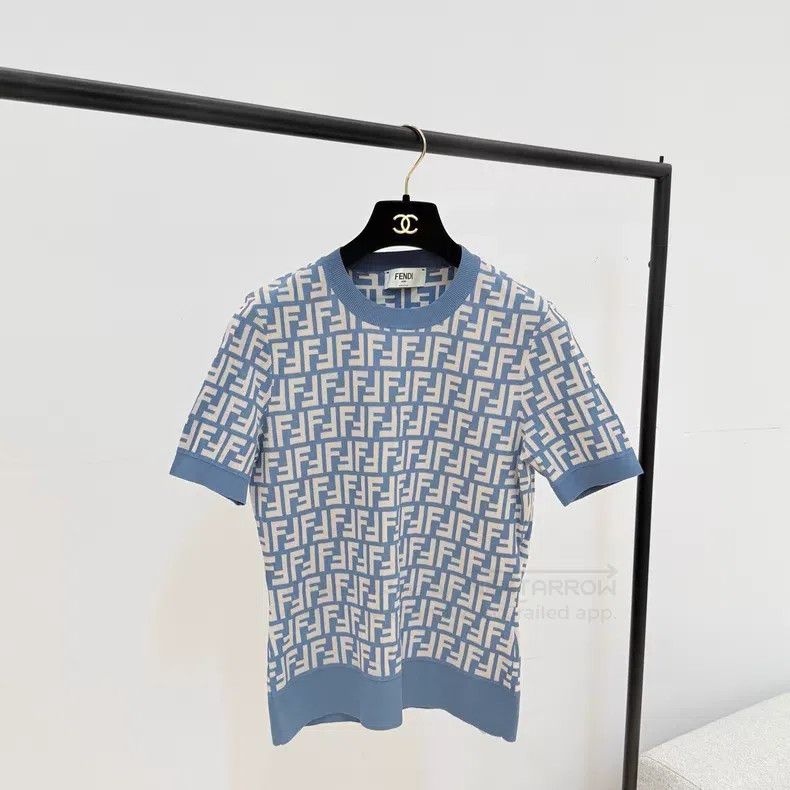 Fendi Fendi Navy Cotton Crew Neck Short Sleeve Sweater Size S / US 4 / IT 40 - 3 Thumbnail