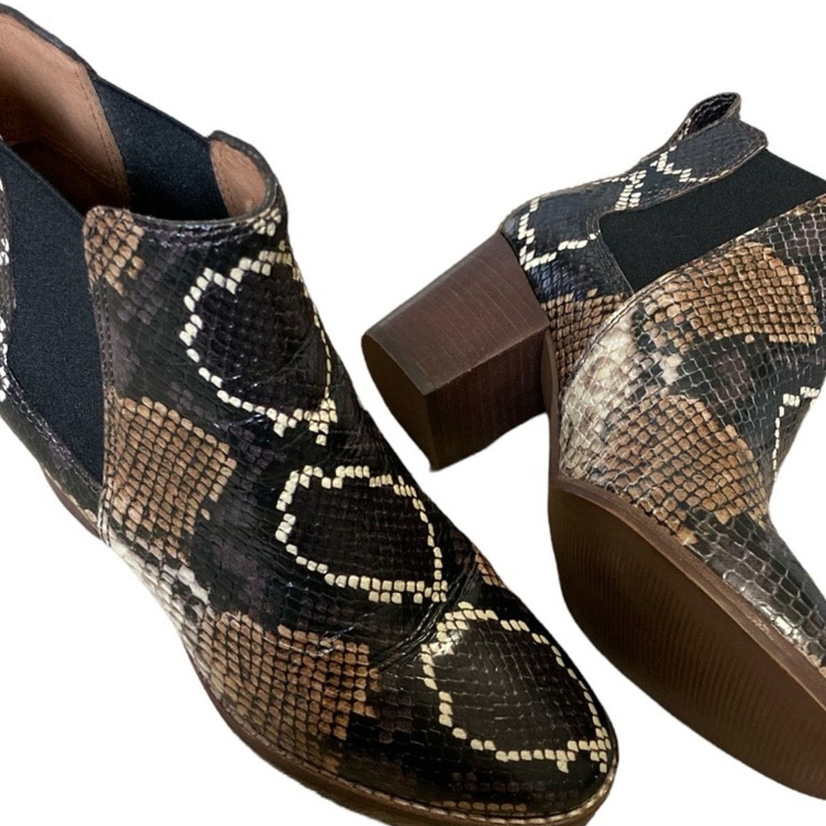 Madewell The Regan Ankle Boot US 5 Snake Embossed Leather Block Heel Size US 5 / IT 35 - 9 Thumbnail