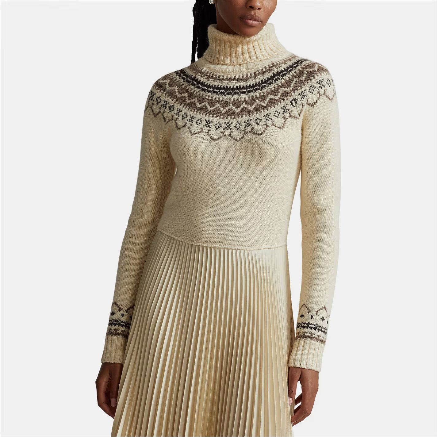 Polo Ralph Lauren o1g2r1mq0825 Bluen Intarsia-Knitted Dress in Multicolor Size L / US 10 / IT 46 - 4 Thumbnail