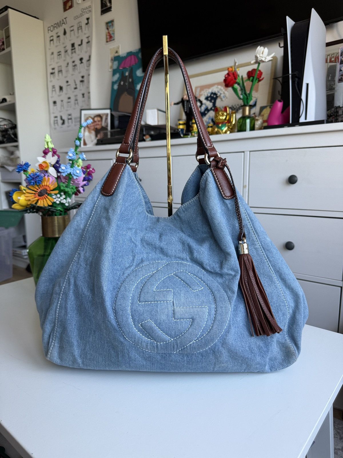 Designer × Gucci Gucci Soho denim shoulder shopper bag designer luxury archive Size ONE SIZE - 1 Thumbnail