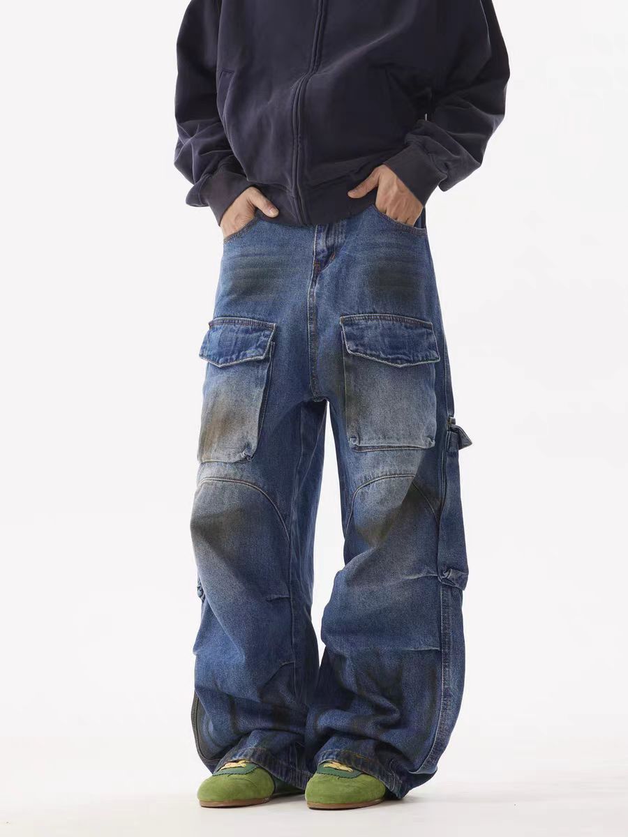 Designer × Japanese Brand × Vintage Vintage Street Multi-Pocket Washed and Aged Loose Jeans Size US 30 / EU 46 - 1 Thumbnail