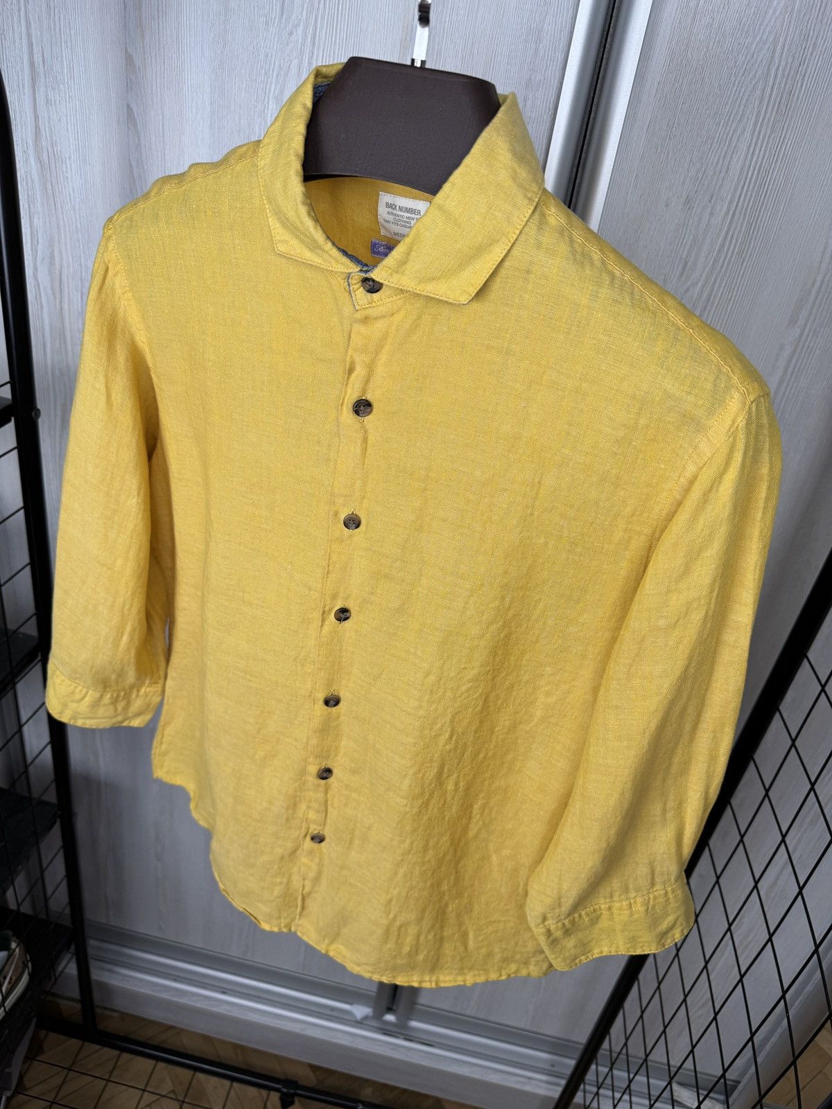 Japanese Brand Back Number French Linen 3/4 sleeve button up shirt Size US M / EU 48-50 / 2 - 6 Thumbnail