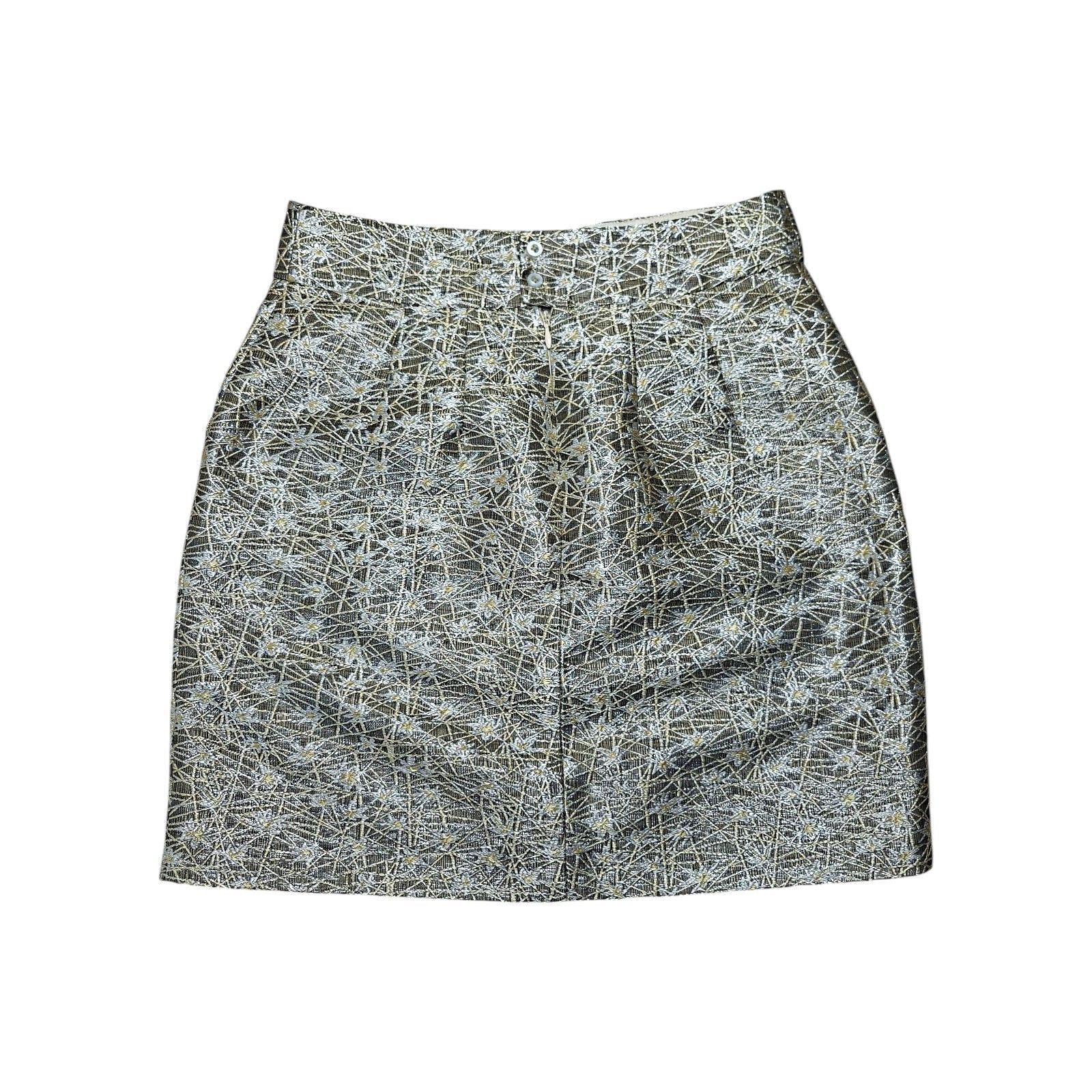 Blumarine BLUGIRL BLUMARINE Metallic Silver Gold Brocade Mini Skirt Size 28" / US 6 / IT 42 - 1 Thumbnail