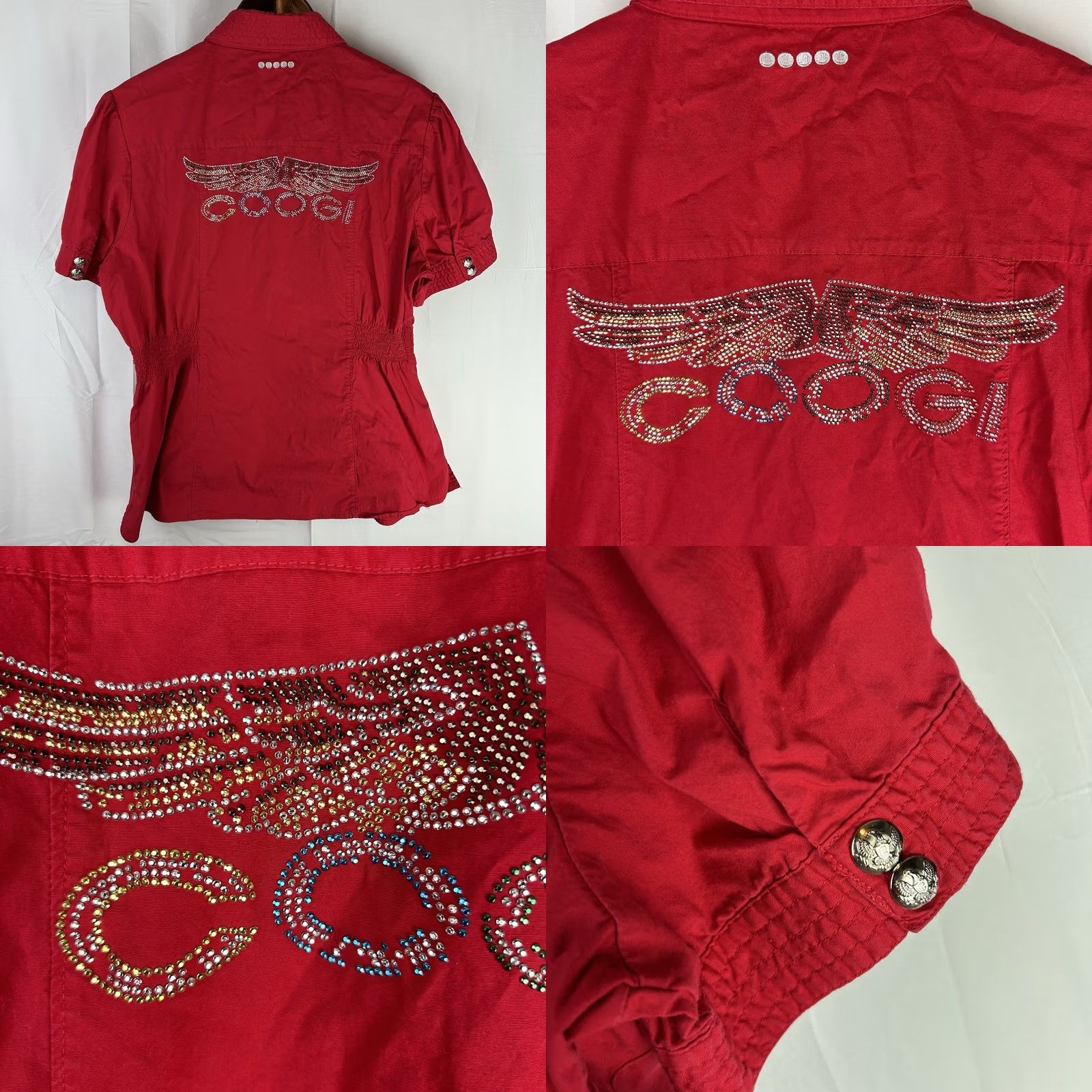 Coogi VINTAGE COOGI Womens 2X Shirt Snaps Front Rhinestone Logo Red Belted 90s Hip Hop Y2K Streetwear Womens Size XXL / US 16-18 / IT 52-54 - 9 Thumbnail