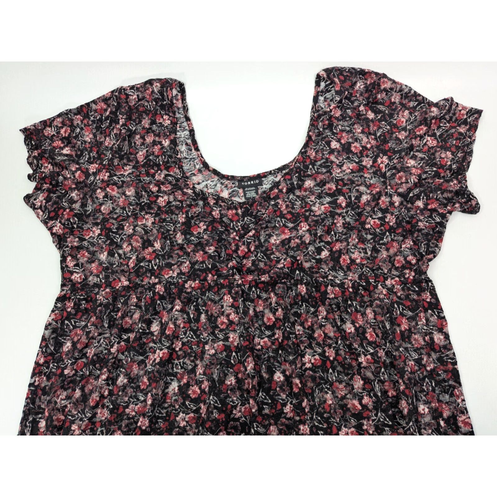 Torrid Torrid Blouse Black Pink Rose Floral Lace Peplum Top Size 4X Plus Sheer All Seasons Breathable Stretch Fit & Flare Women Womens Size XXL / US 16-18 / IT 52-54 - 7 Thumbnail