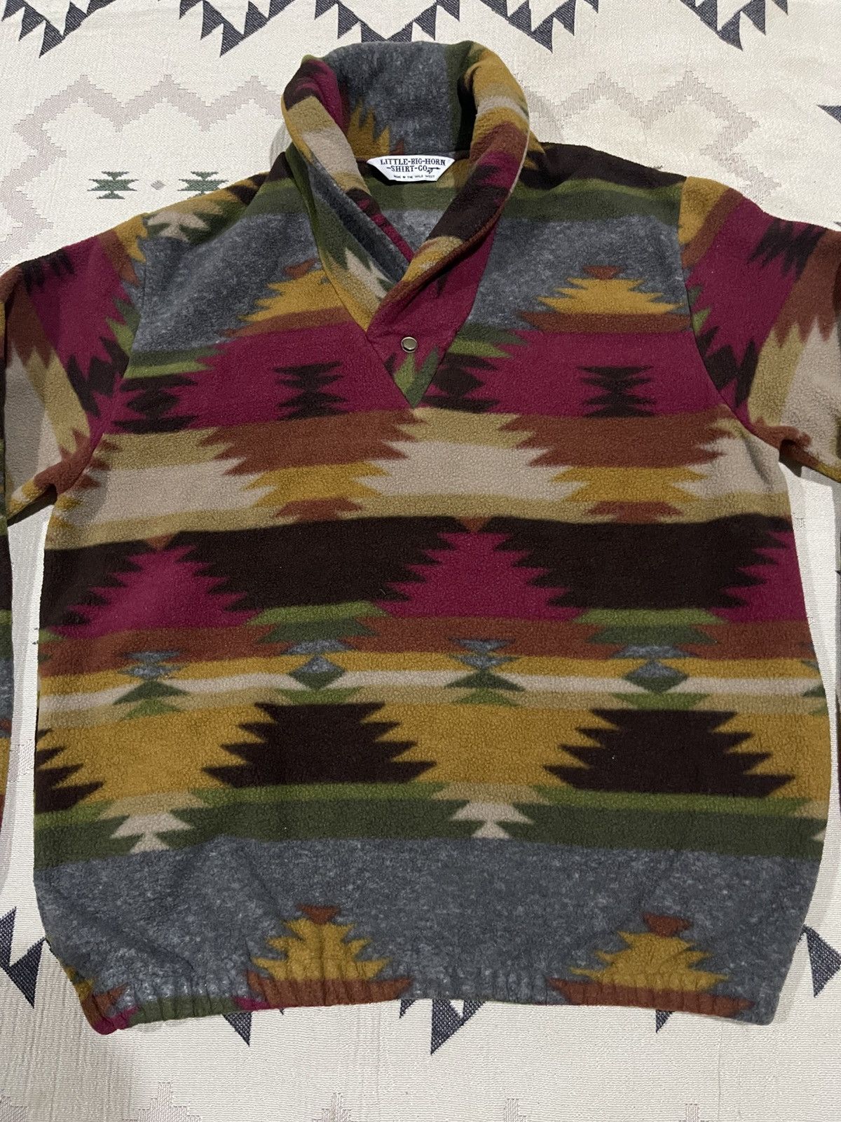 Vintage 1990s LITTLE BIG HORN SHIRT CO.SOUTHWEST PATERN SHAWL COLLAR Size US L / EU 52-54 / 3 - 4 Thumbnail