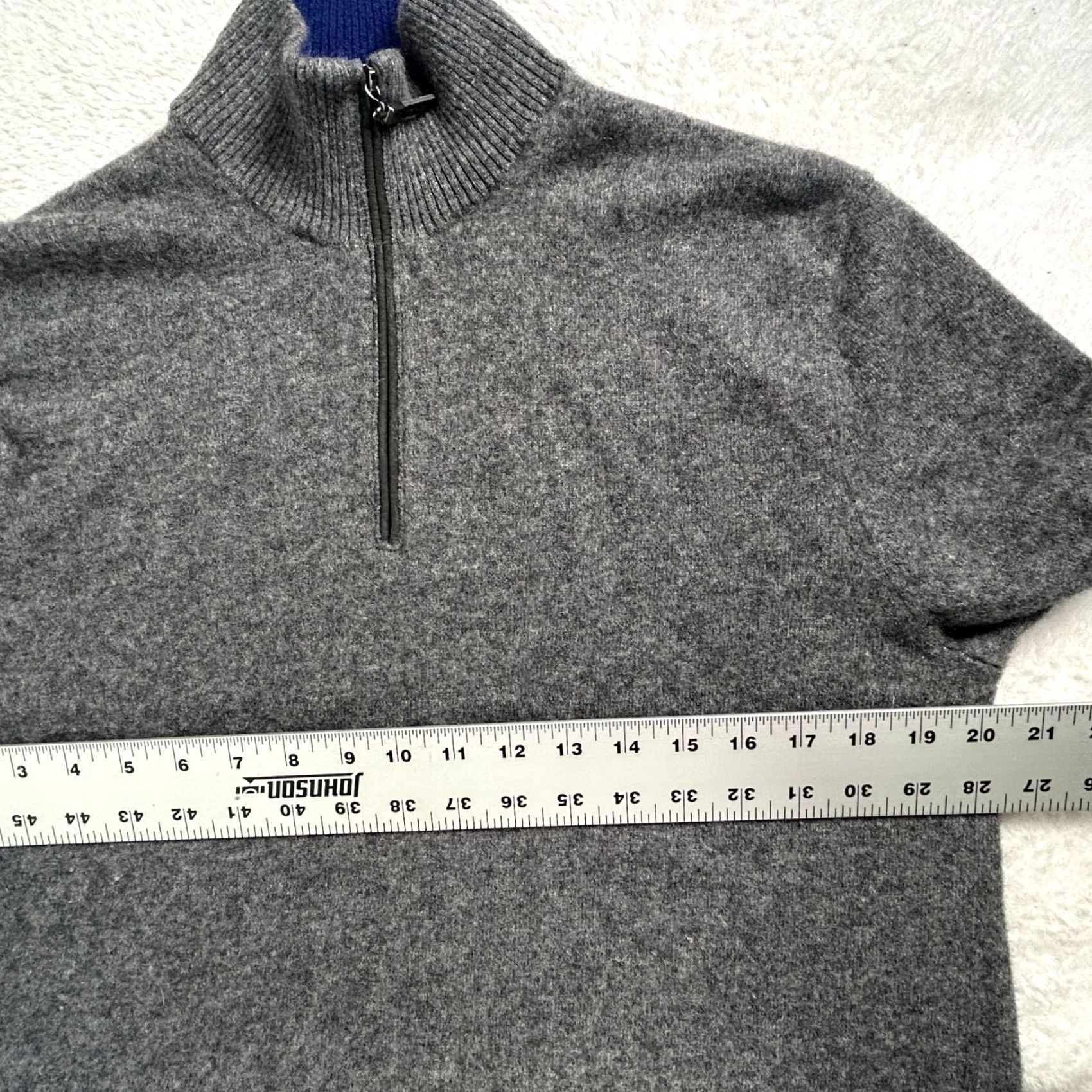 Vintage Cheviot Womens Cashmere Quarter-Zip Mock Neck Pullover Sweater 2XL Gray Cozy Size XXL / US 16-18 / IT 52-54 - 7 Thumbnail