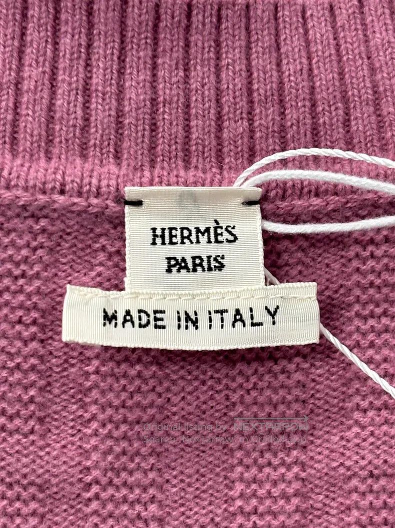 Hermes Hermes Pink V-Neck Wool Knit Vest, 100% Wool + 10% Nylon, Size XXS / US 00 / IT 34 - 2 Thumbnail