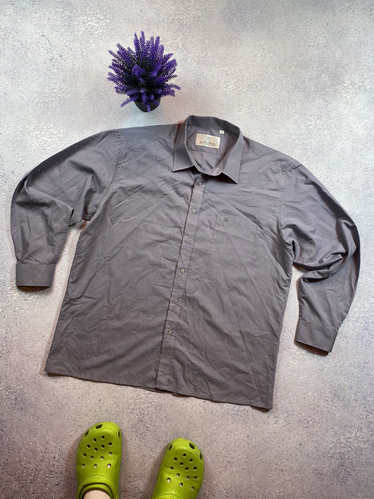 Givenchy Givenchy Gentleman Men’s Grey Shirt with Mini Logo Size US XL / EU 56 / 4 - 2 Thumbnail