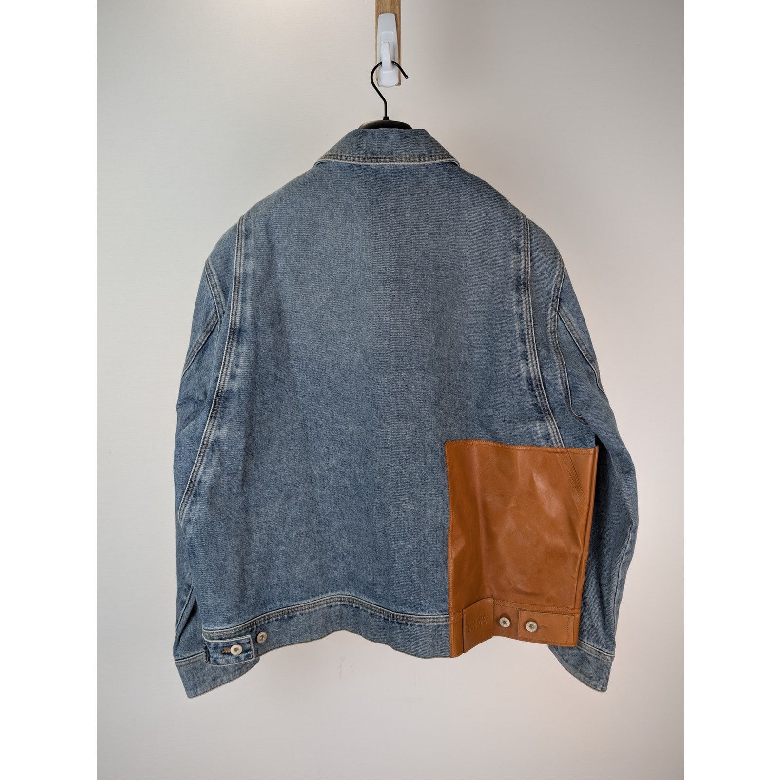 Loewe o1rshd1 Contrast Leather Panelling Denim Jacket in Blue Size US L / EU 52-54 / 3 - 9 Thumbnail