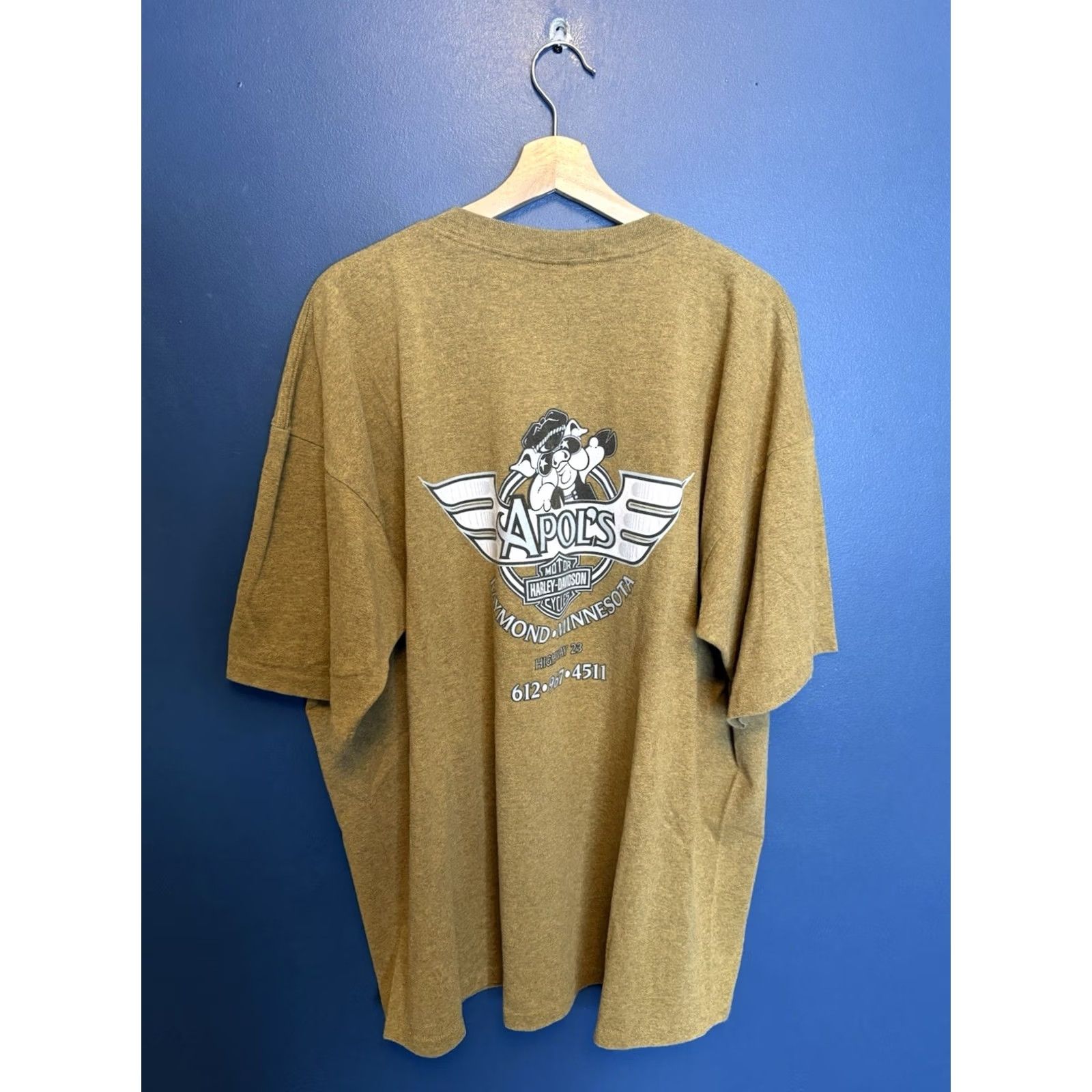 Harley Davidson VINTAGE Harley-Davidson T-Shirt 3XL Brown 90s Motorcycles Stone Wash Mens Shirt Size US XXL / EU 58 / 5 - 4 Thumbnail
