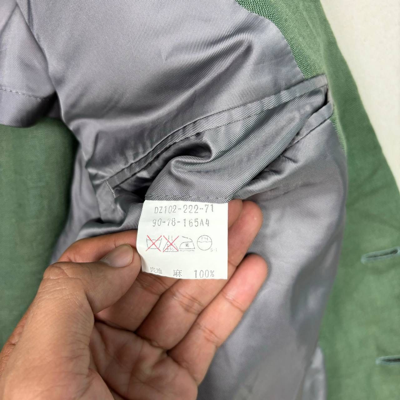 Thierry Mugler Vintage Thierry Mugler Paris Green 100% Linen Blazer 165A4 Size 36R - 8 Thumbnail