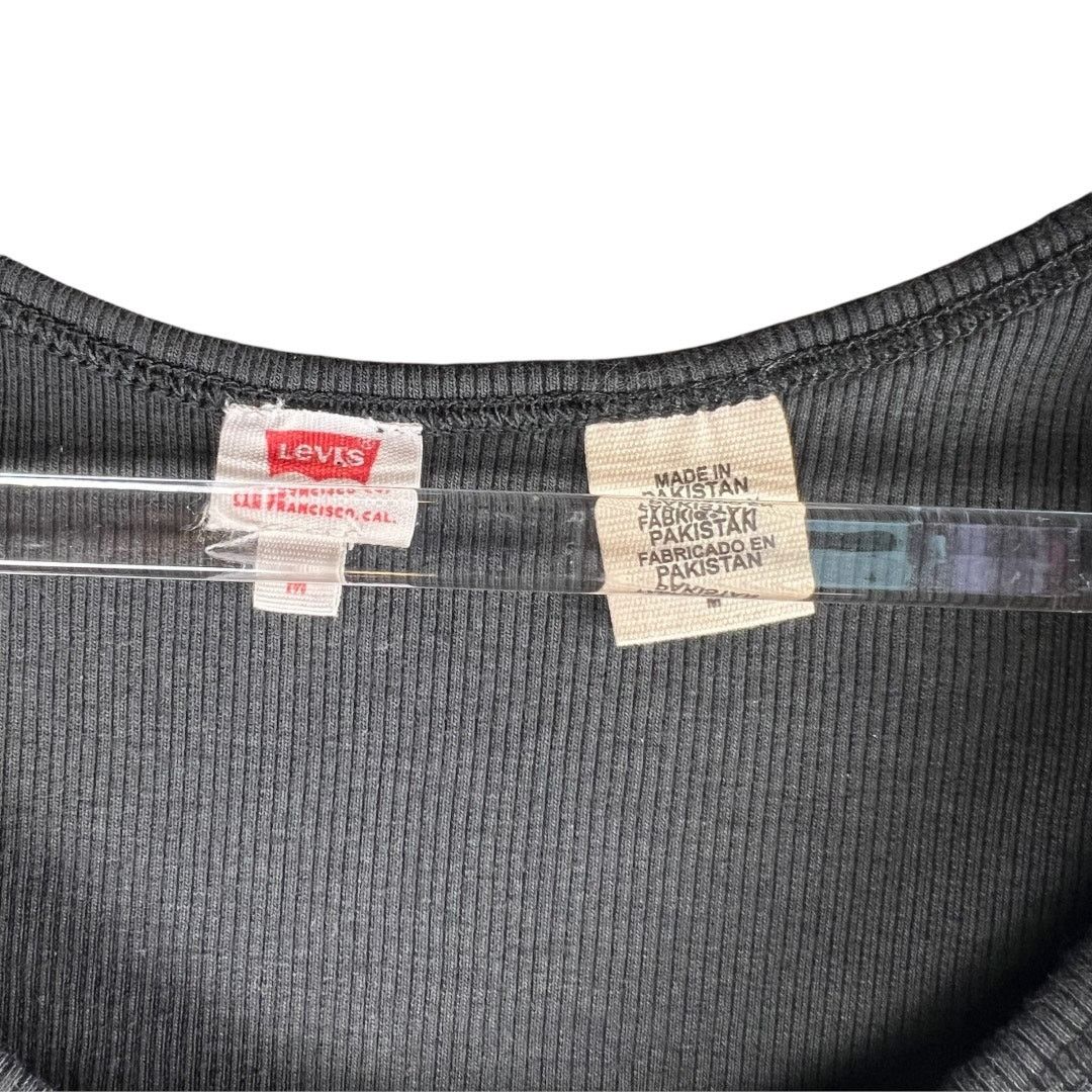 Levi's Levi’s Ribbed Black Scoop Neck Top Size M Stretch Fitted Tee Size M / US 6-8 / IT 42-44 - 2 Thumbnail