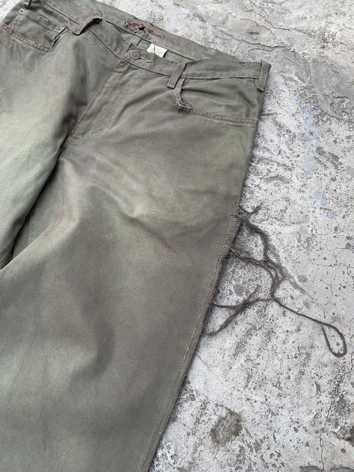 Japanese Brand Custom Wide Dirty Overdyed Distressed Jeans Size US 36 / EU 52 - 14 Thumbnail