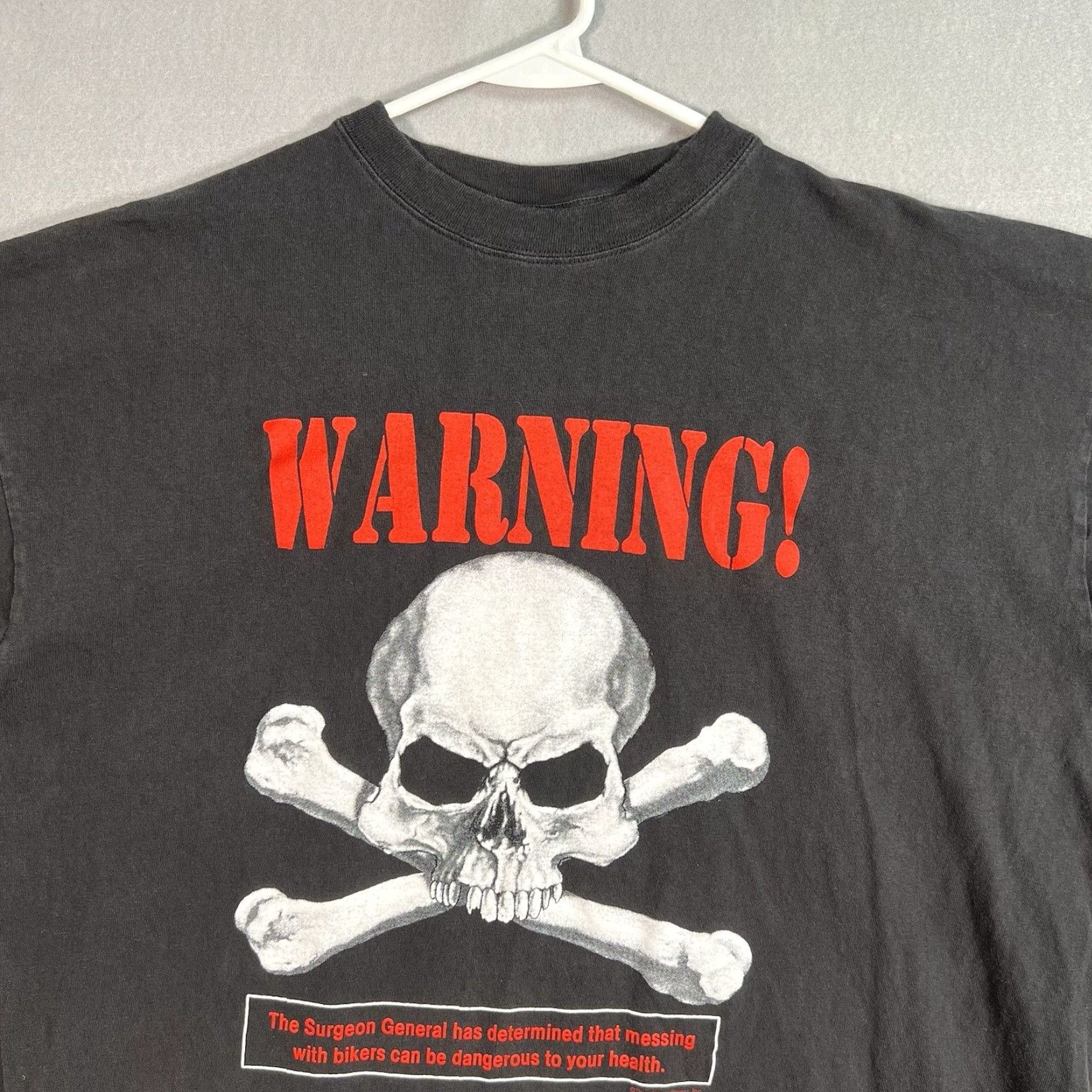 Vintage VINTAGE 1990s Warning Messing With Bikers Dangerous To Health T Shirt Men 4XL Black Graphic Tee Size US XXL / EU 58 / 5 - 4 Thumbnail