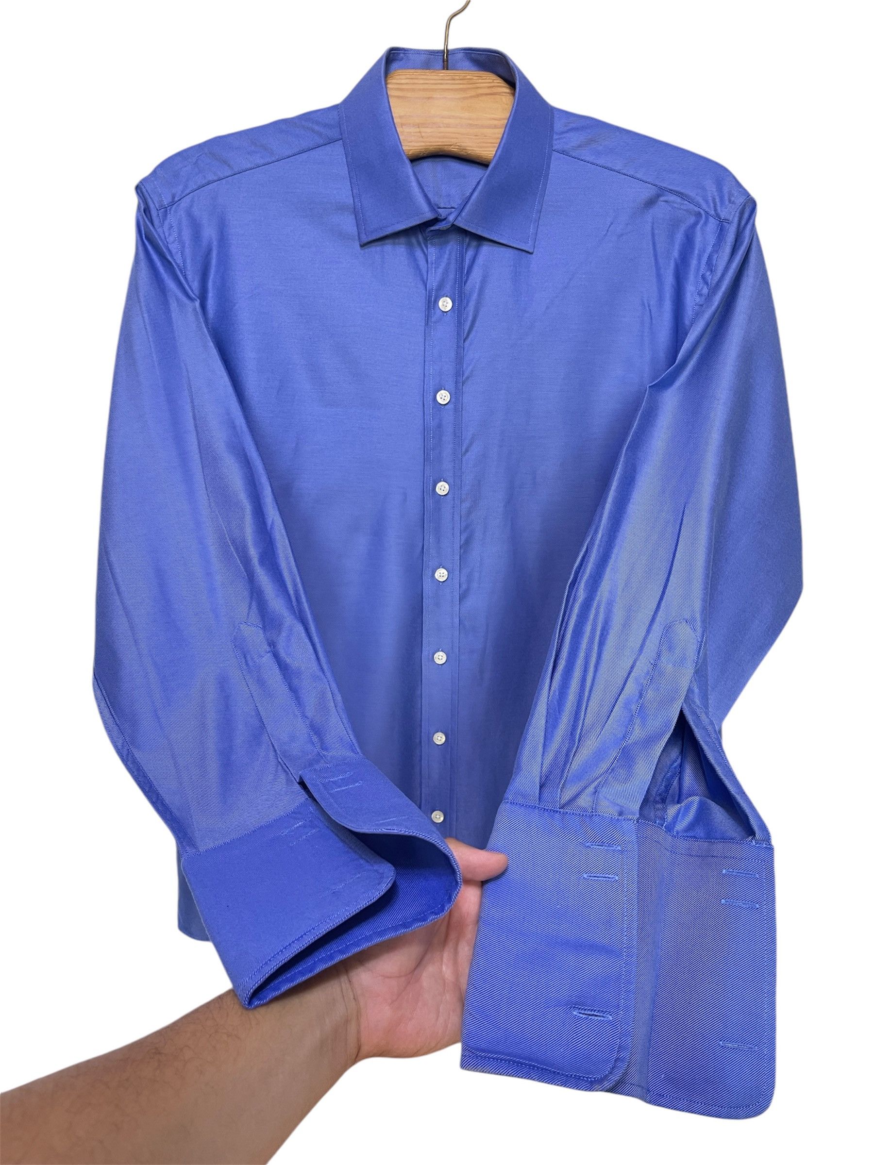 Balmain 🔥Balmain double cuff shirt metallic blue color size xl Size US XL / EU 56 / 4 - 3 Thumbnail