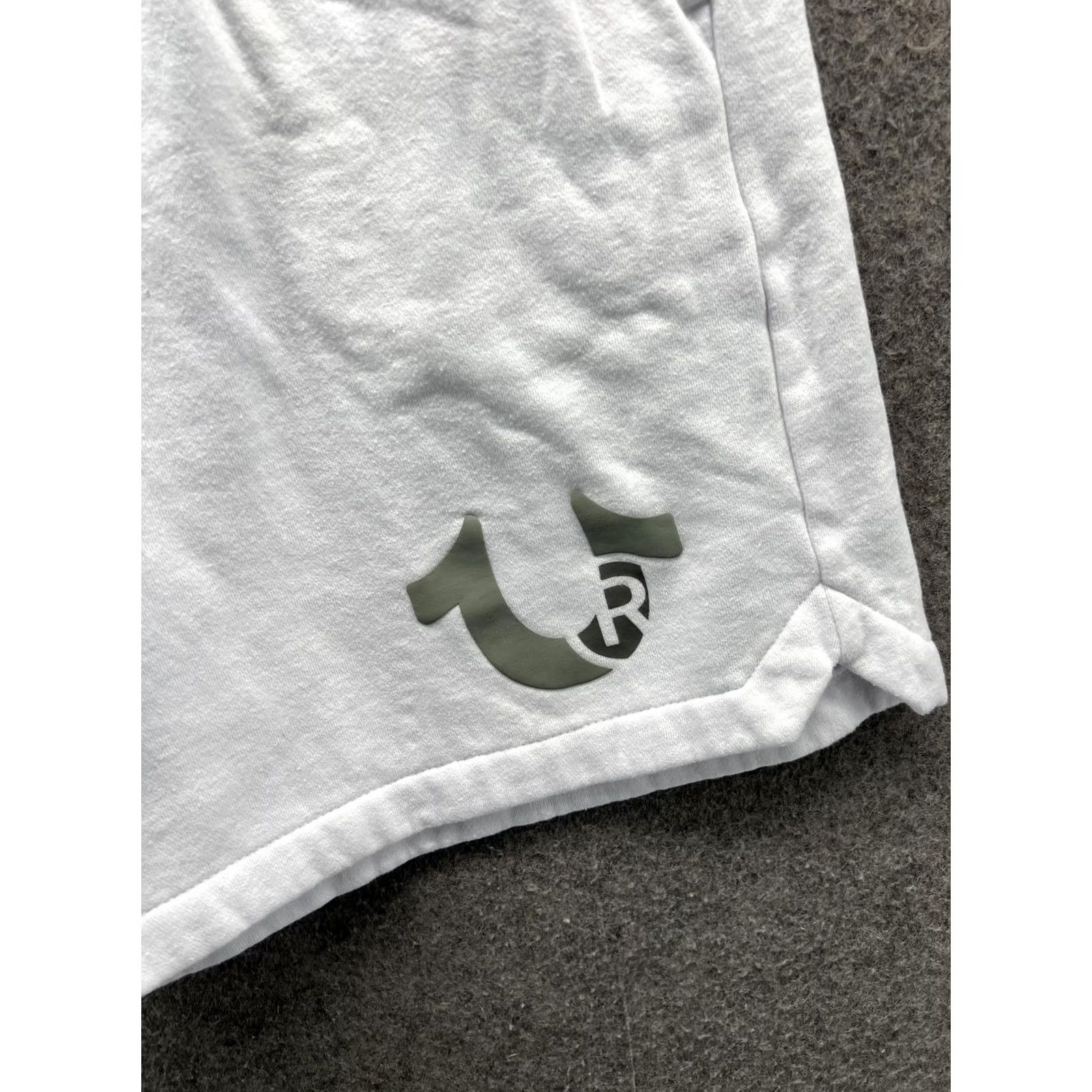 True Religion True Religion Shorts Mens M White Fleece Sweat Elastic Waist Pockets Logo 7 Inseam Casual Summer Mens Size US 31 - 5 Thumbnail