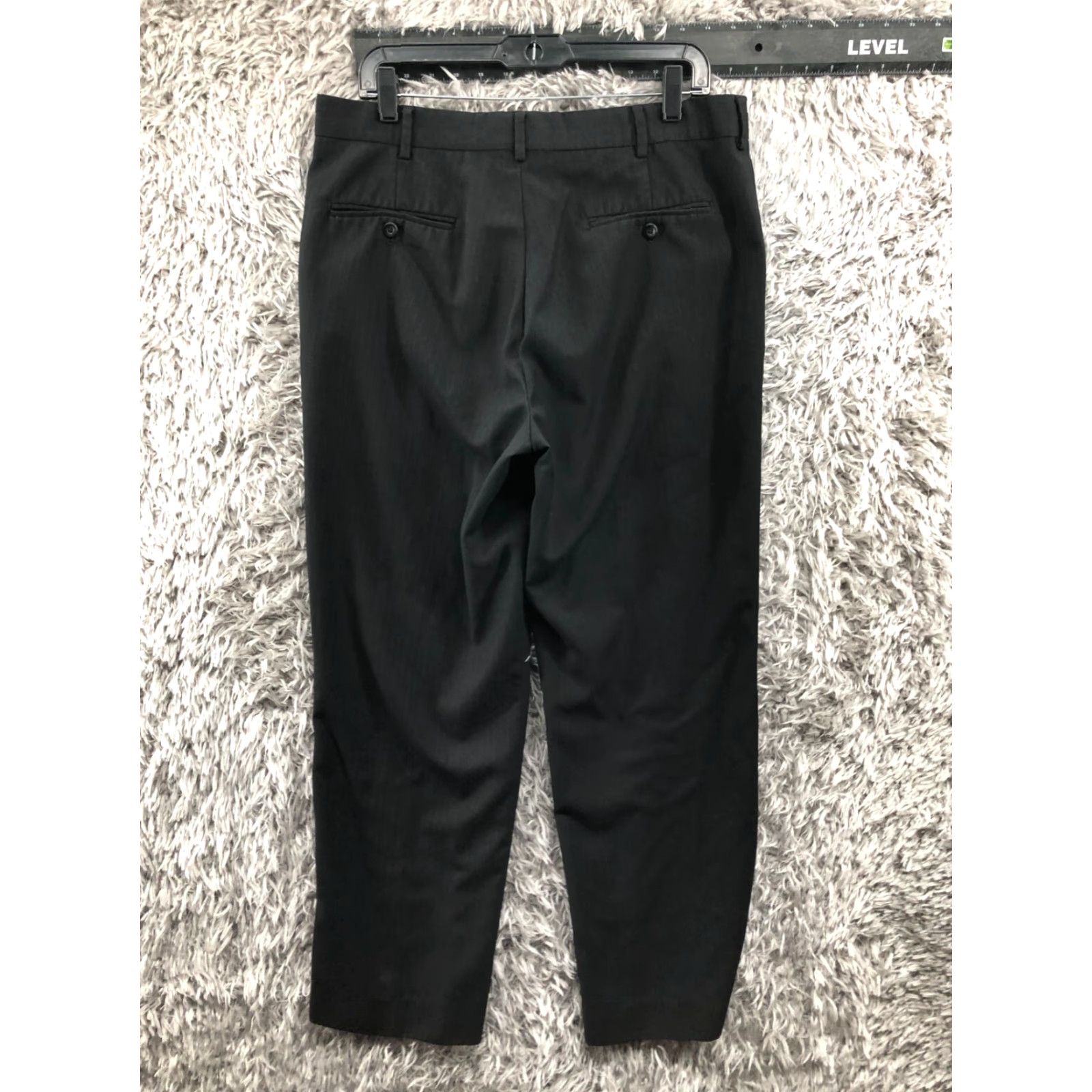 Perry Ellis Perry Ellis Portfolio Pants Mens 34x30 Black Pin Stripe Polyester Pleated Dress Pants Cuffed Regular Straight Leg Winter Fall Spring Season Mens Size US 34 / EU 50 - 5 Thumbnail
