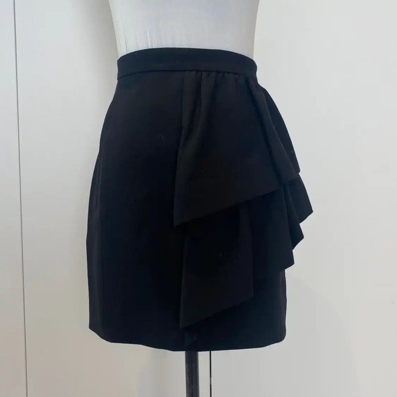 Yves Saint Laurent YSL Black Wool Layered Mini Skirt for Summer 0089 Size 23" - 1 Thumbnail