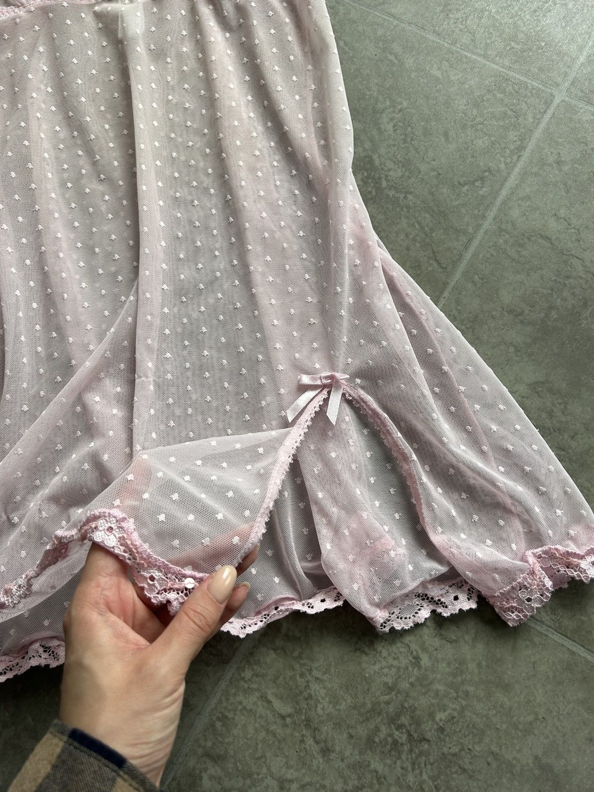 Vintage 🎀 Vintage pink lace lingerie mesh top coquette Size M / US 6-8 / IT 42-44 - 6 Thumbnail