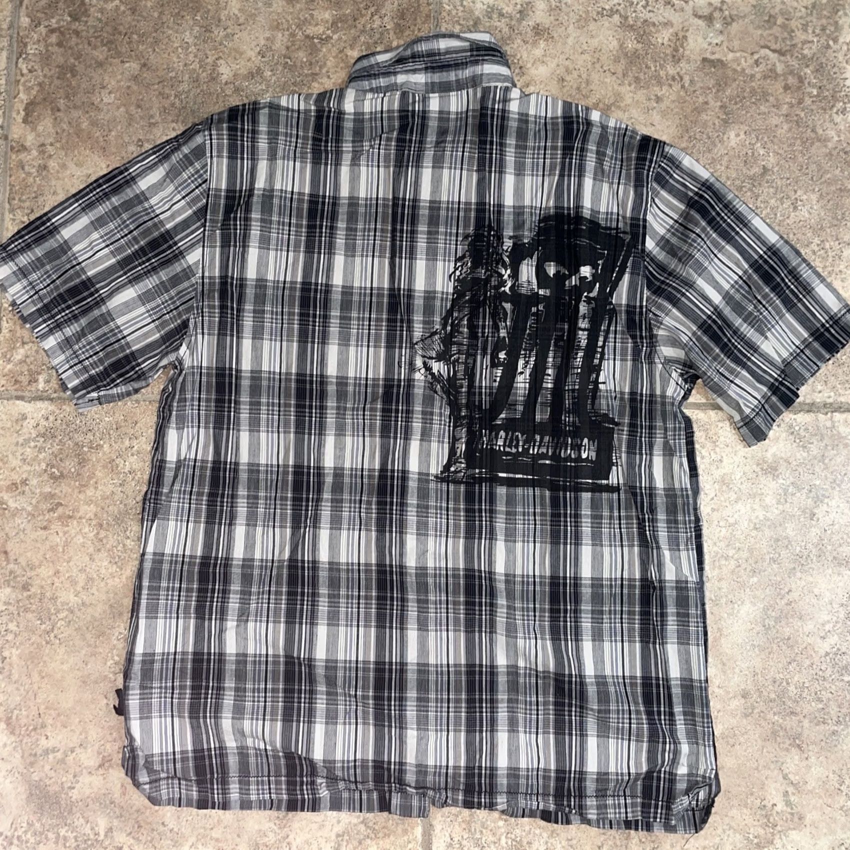 Harley Davidson Harley-Davidson Embroidered Plaid Button Shirt Mens L Gray Short Sleeve Button-Up Shirt Size US L / EU 52-54 / 3 - 4 Thumbnail