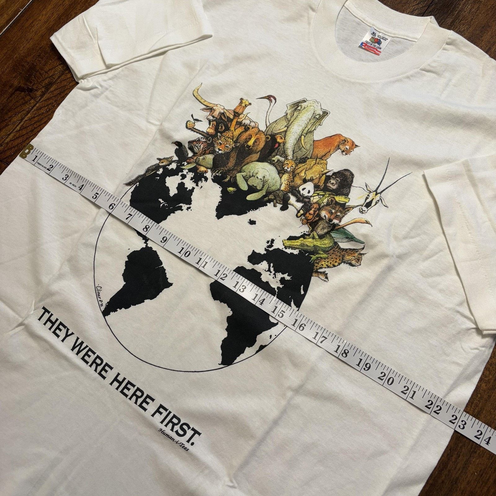 Vtg Fruit Of The Loom They Were Here First Shirt XL Animals