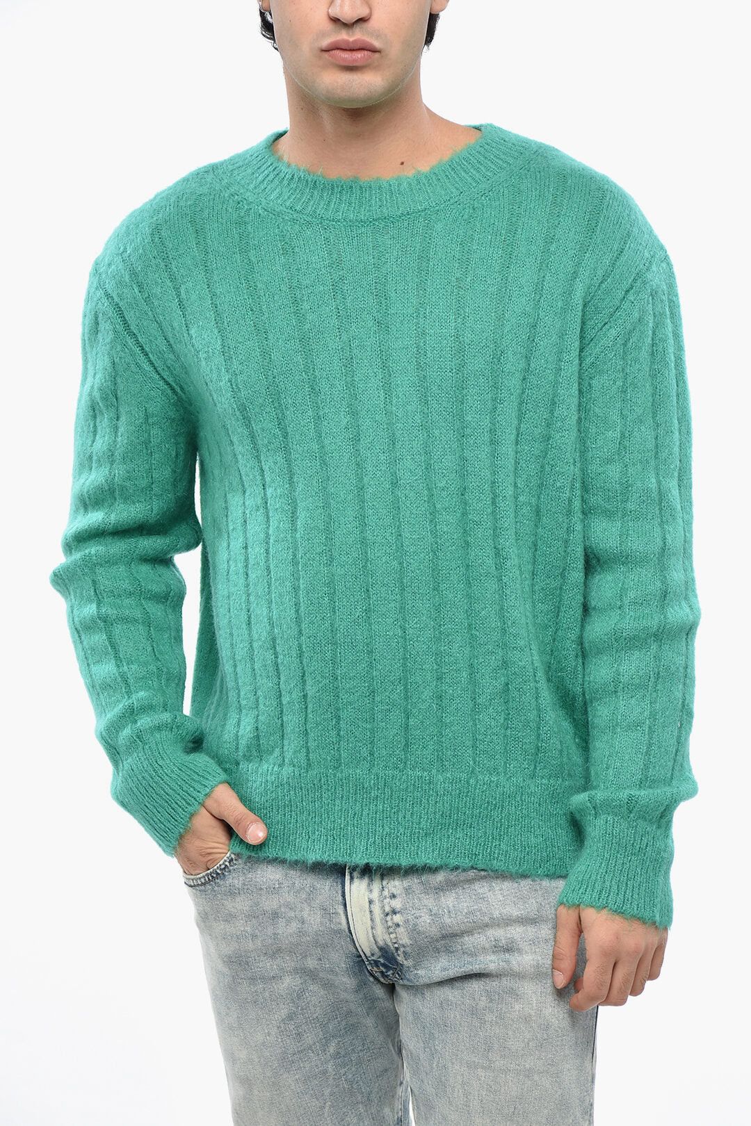 Marni og1mm0326 Solid Crewneck Sweater in Green Size US M / EU 48-50 / 2 - 1 Thumbnail