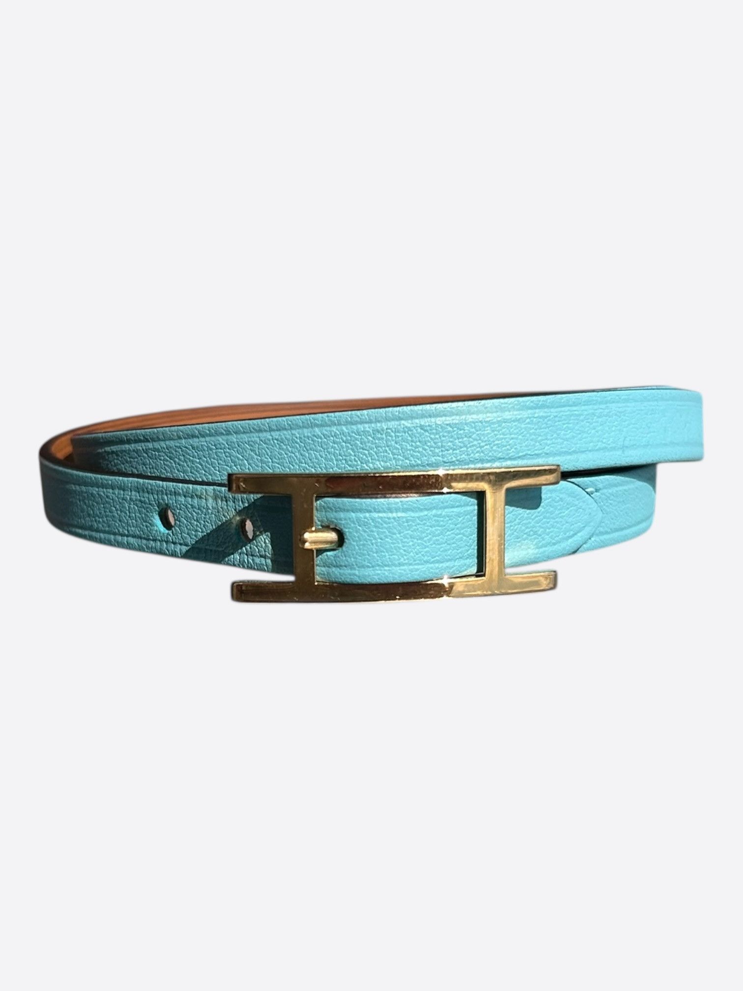 Hermes Turquoise Swift & Gold Hardware Behapi Double Tour Bracelet Size ONE SIZE - 1 Thumbnail