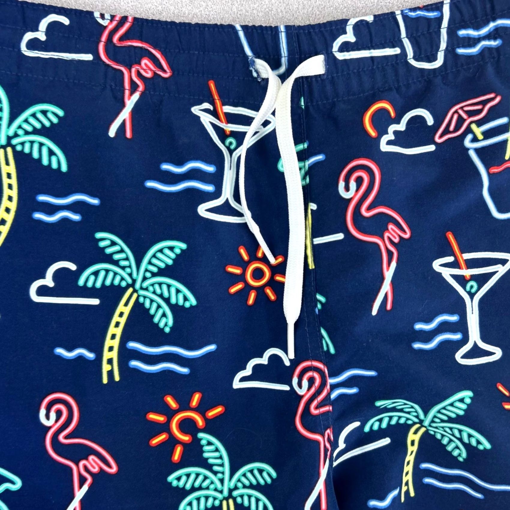 Chubbies Chubbies Swim Trunks Mens XXL Navy Blue Neon Flamingo Palm Tree Size US 39 - 2 Thumbnail