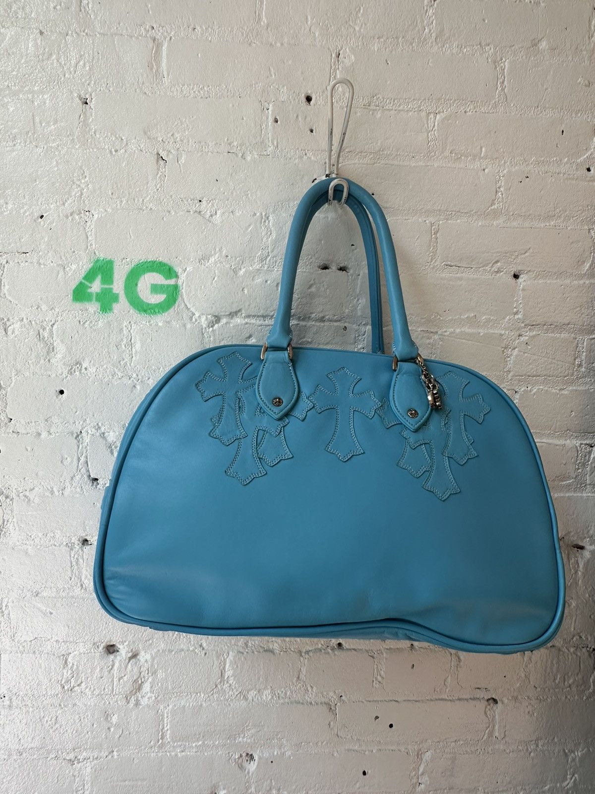 Chrome Hearts CHROME HEARTS XL LEATHER CROSS TURQUOISE TRAVEL DUFFLE BAG Size ONE SIZE - 4 Thumbnail