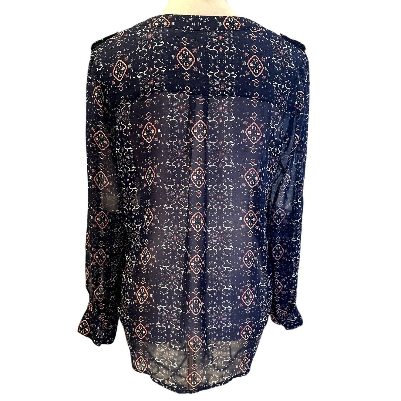 Other Collective Concepts Women's Long Sleeve Sheer Button Front S Size S / US 4 / IT 40 - 4 Thumbnail