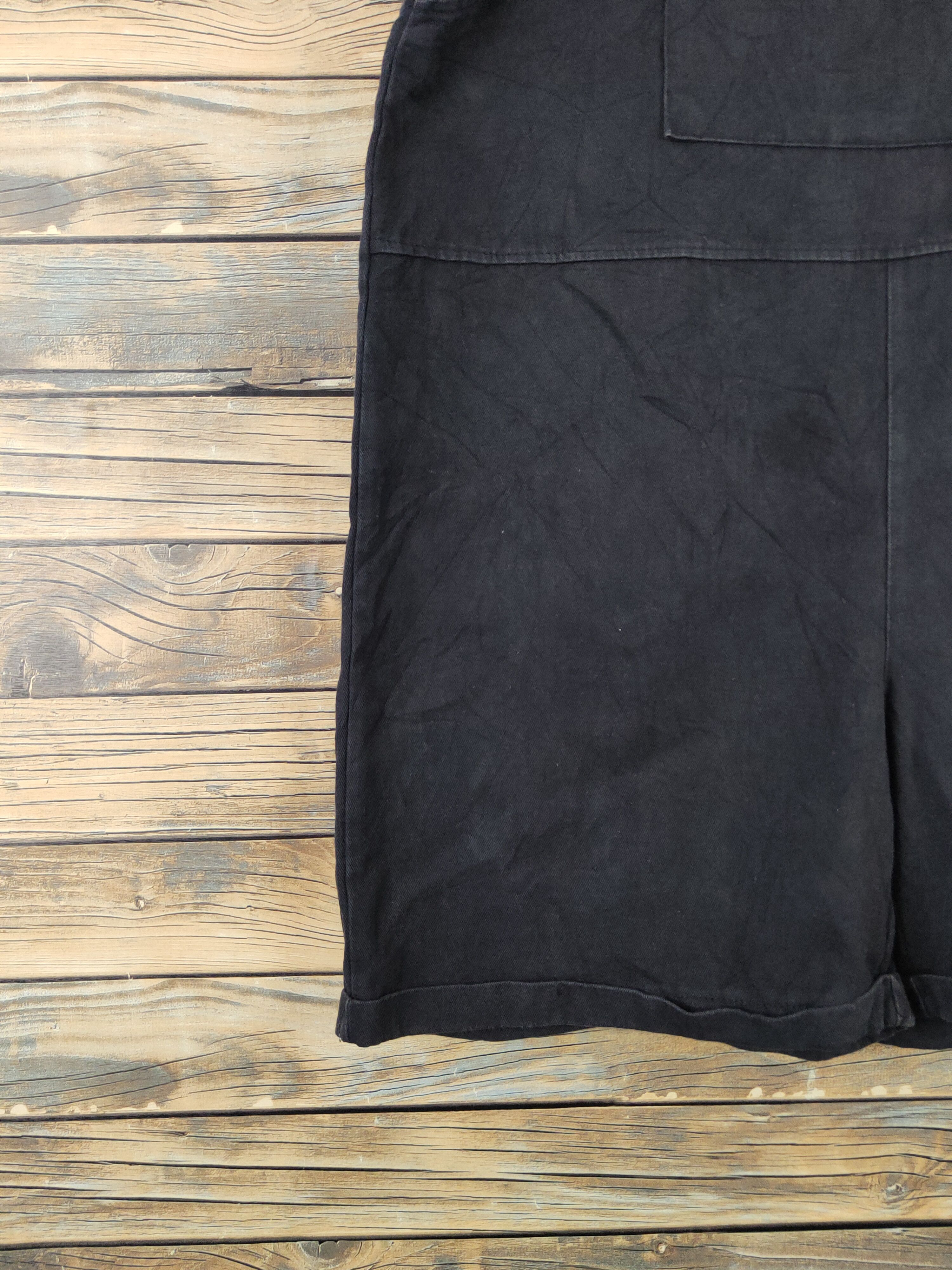 Japanese Brand × Vintage Avant Garde Fashion by Yi-Man Black Shortall Jumpsuits Size 39" - 6 Thumbnail