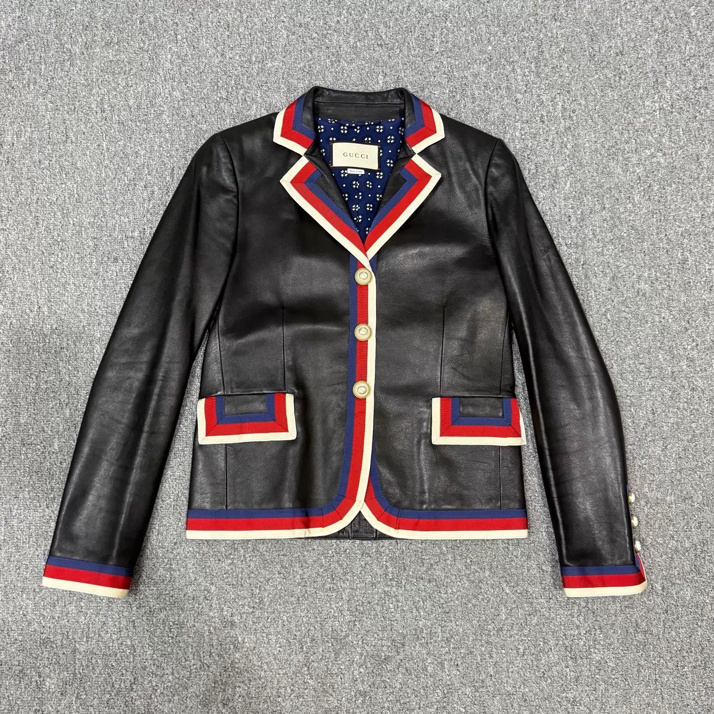 Gucci Gucci Womens Black Leather Tiger-Embroidered Jacket 38 Size XS / US 0-2 / IT 36-38 - 1 Thumbnail