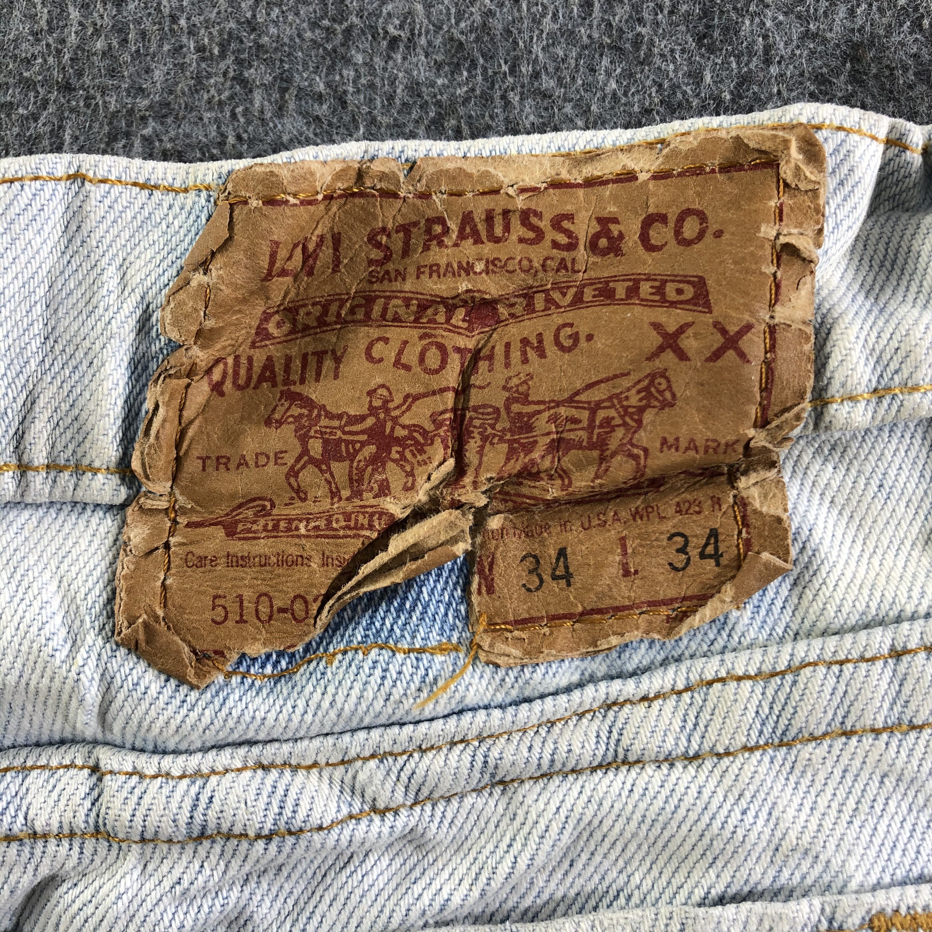 Levi's 90s Vintage Light Wash Levis 510 Jeans-J3966 Size US 32 / EU 48 - 5 Thumbnail