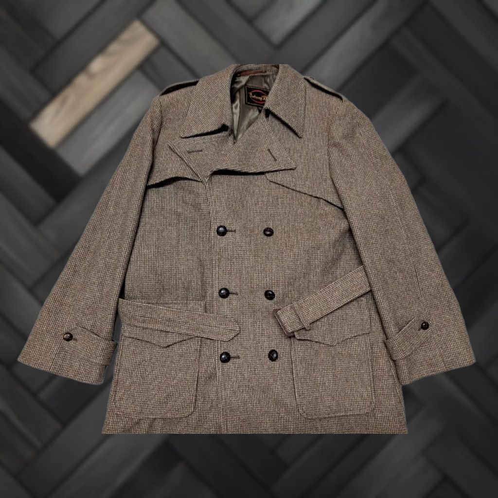 Doublet VINTAGE Botany 500 Tweed Overcoat Belted Double Breasted Wool Trench Coat 42L Brown Mens XS/Adult M/L Size US M / EU 48-50 / 2 - 1 Thumbnail