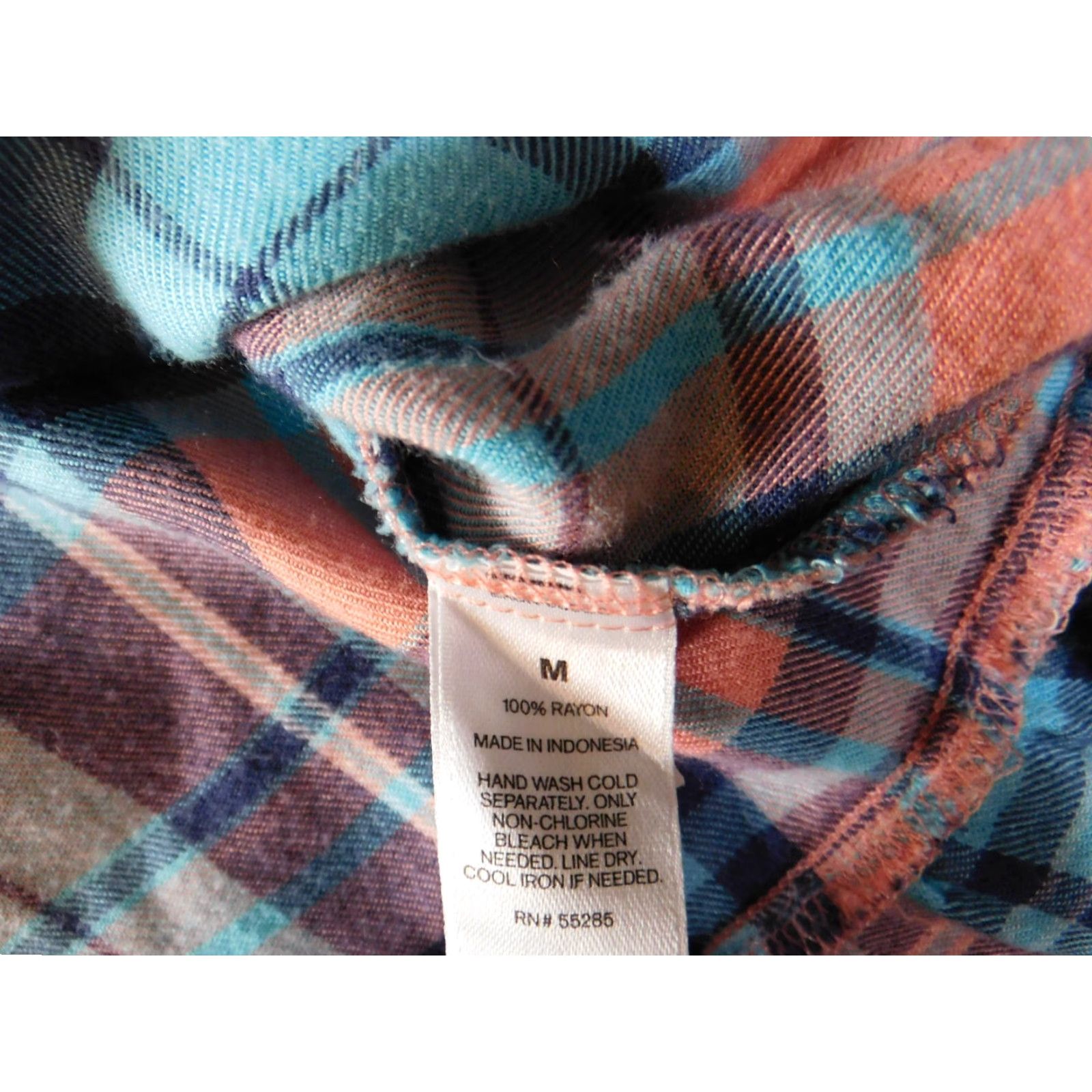 Express Express Button-Up Shirt Women M Blue Plaid Flannel Rayon Peplum Casual Shirt Size M / US 6-8 / IT 42-44 - 7 Thumbnail