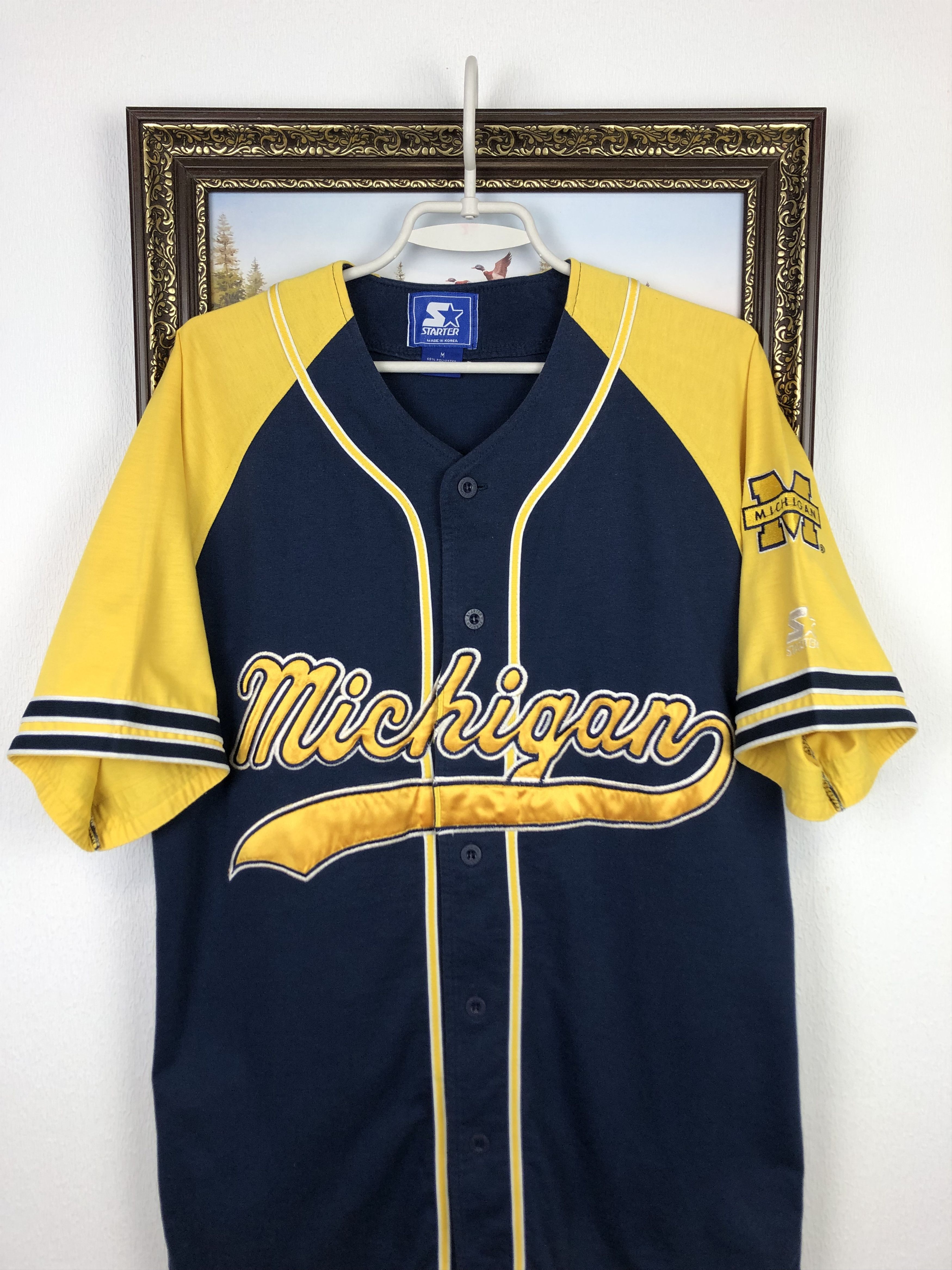 Starter Vintage 90's Starter Michigan Wolverines Baseball Jersey Tee Size US M / EU 48-50 / 2 - 2 Thumbnail