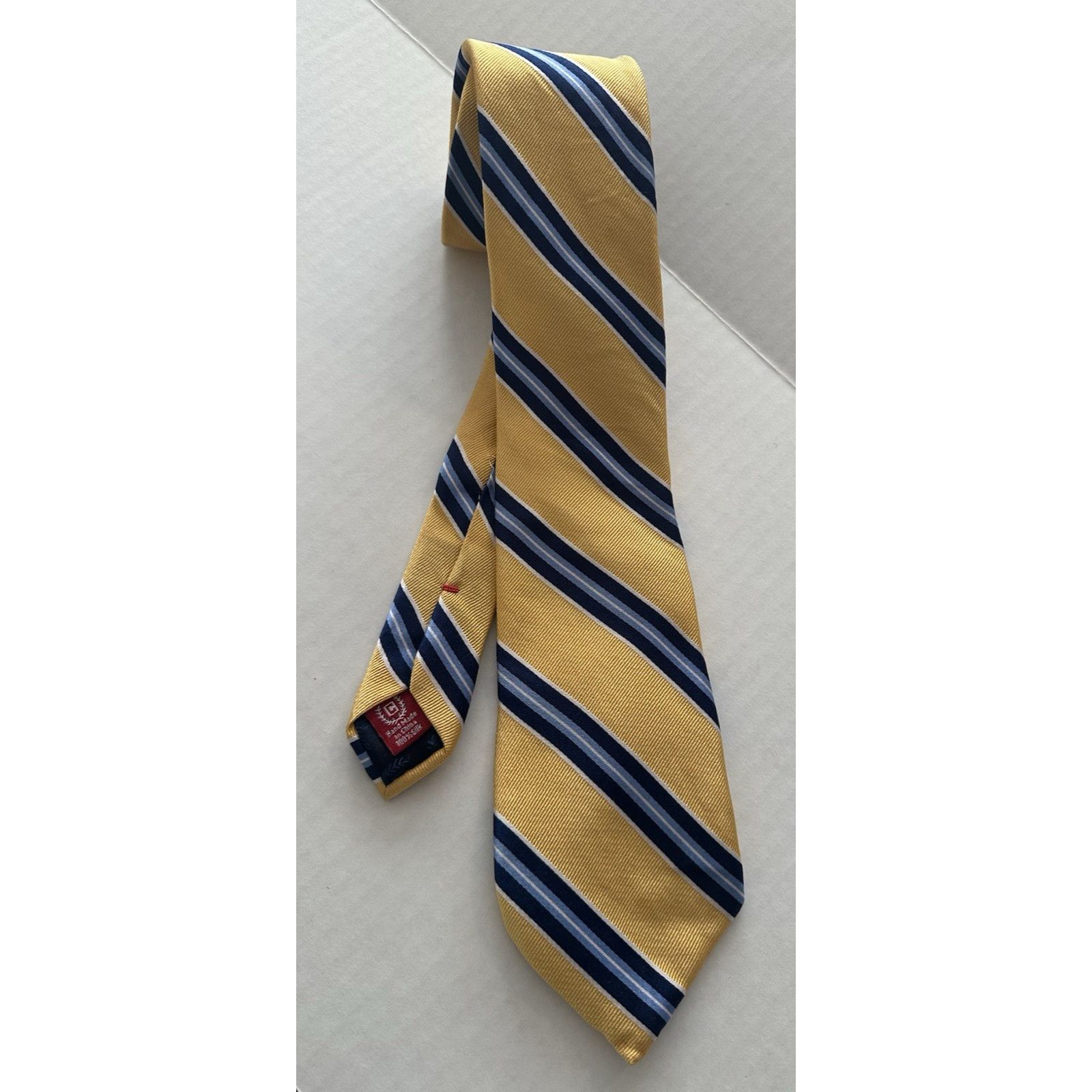 Chaps Chaps Ralph Lauren Tie 100% Silk Yellow/Blue Striped Preppy Size ONE SIZE - 6 Thumbnail