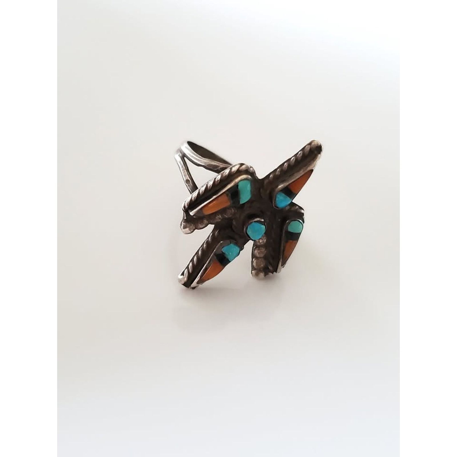 Unknown London Vintage Native American Zuni Sterling Silver Ring Size ONE SIZE - 2 Thumbnail