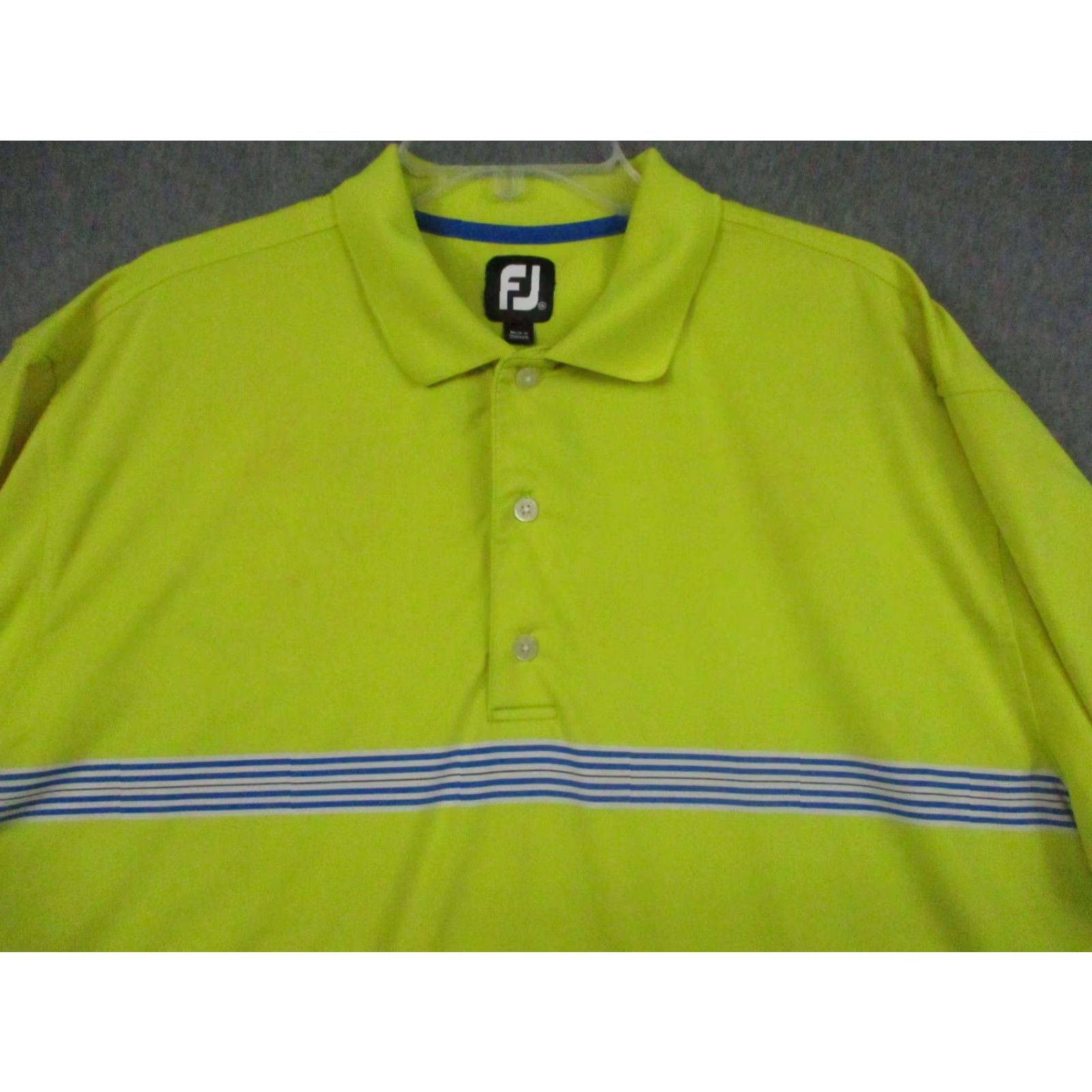 Footjoy Footjoy FJ Shirt Polo 2XL Men Short Sleeve Golf Neon Yellow Stripe Stretch Shirt Size US XXL / EU 58 / 5 - 7 Thumbnail