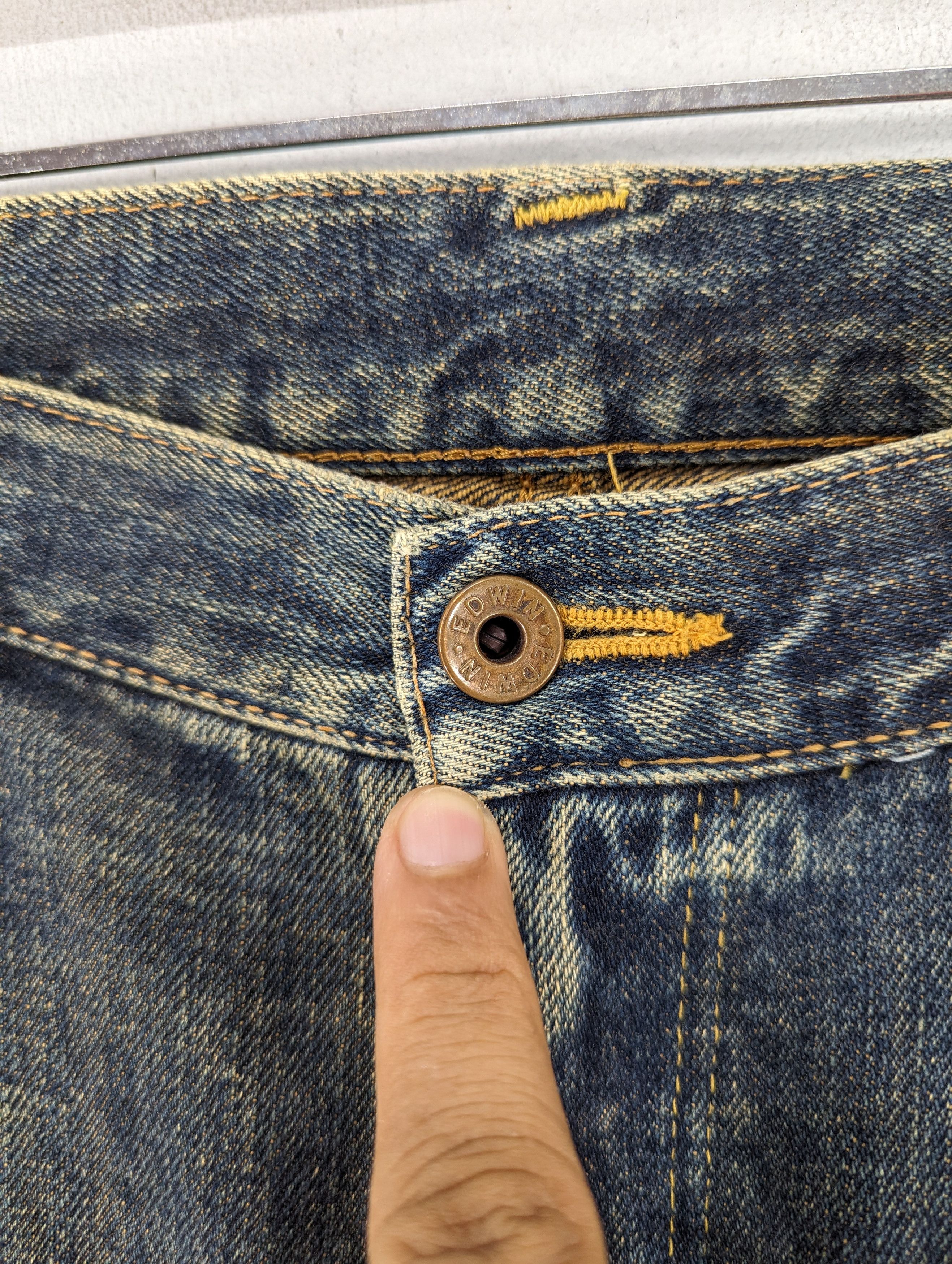 Edwin Vintage Edwin 505 X Distressed Selvedge Dirty Blue Jean Size US 35 - 10 Thumbnail