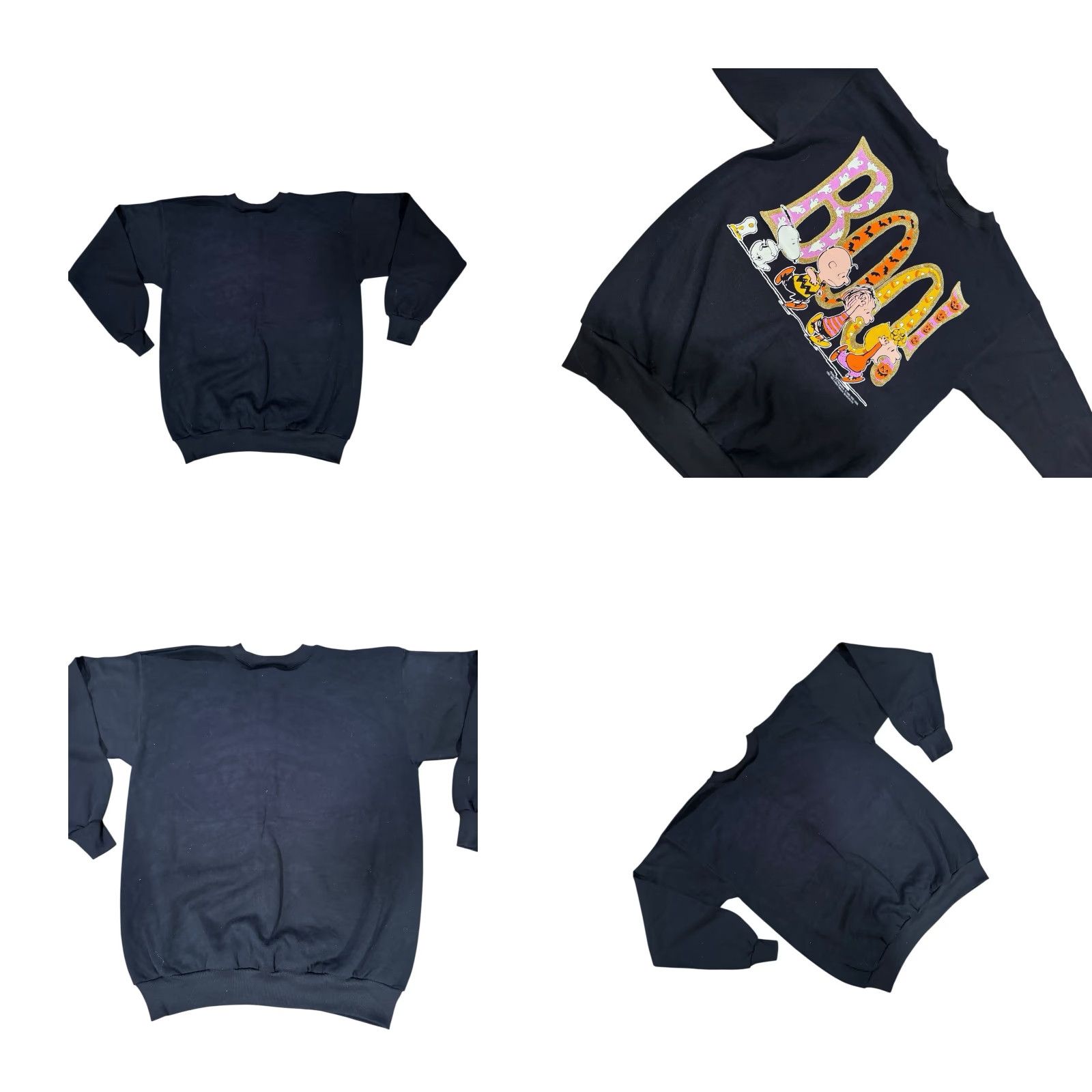Peanuts VINTAGE Peanuts Snoopy & Woodstock Pumpkins Halloween Sweatshirt XL Black Unisex Adults 90s Graphic Print Pullover Crew Neck Long Sleeve Size US XL / EU 56 / 4 - 8 Thumbnail