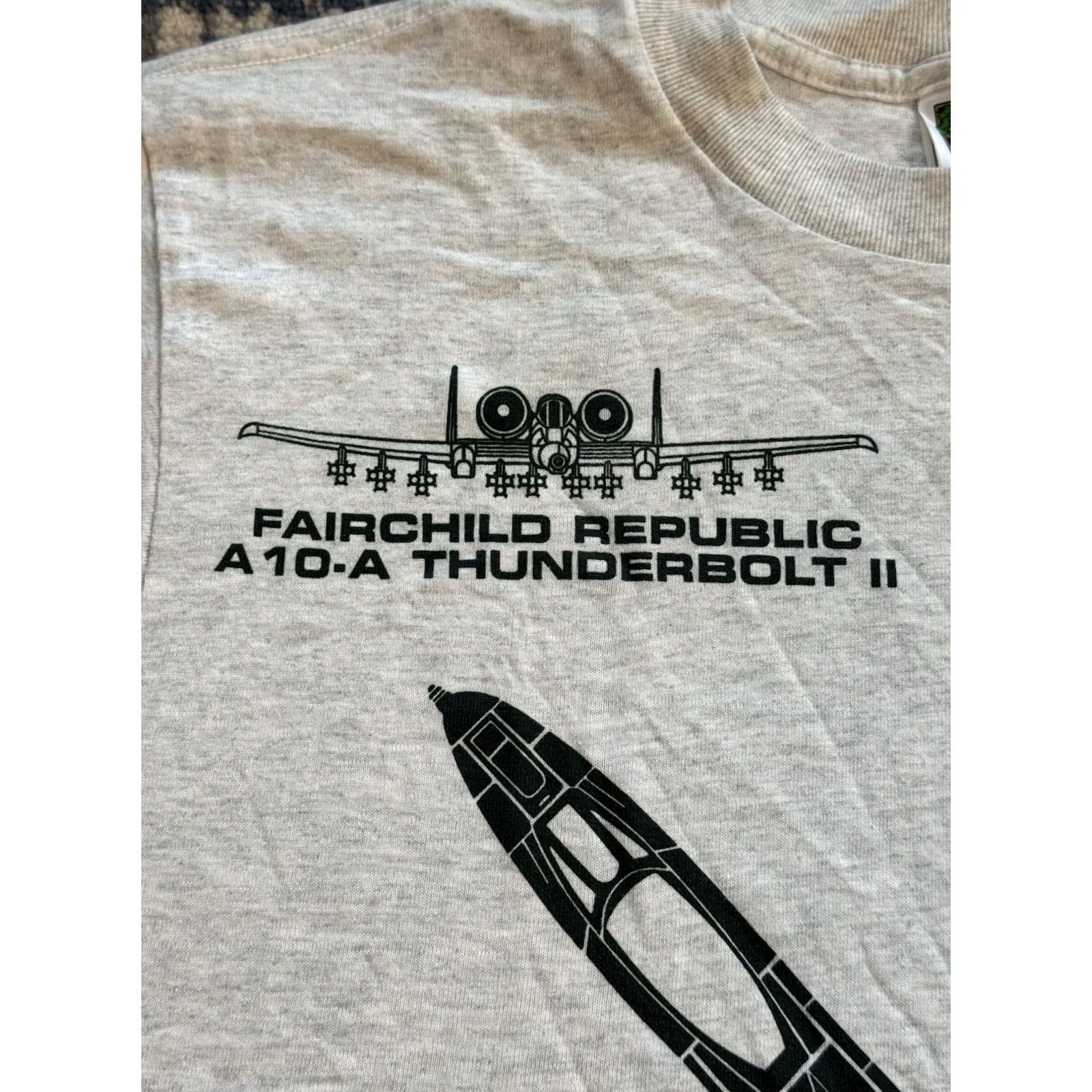 Fruit Of The Loom VINTAGE 90s Fairchild Republic A 10-A Thunderbolt II Warthog Fighter Jet T Shirt M Gray Men Size US M / EU 48-50 / 2 - 3 Thumbnail