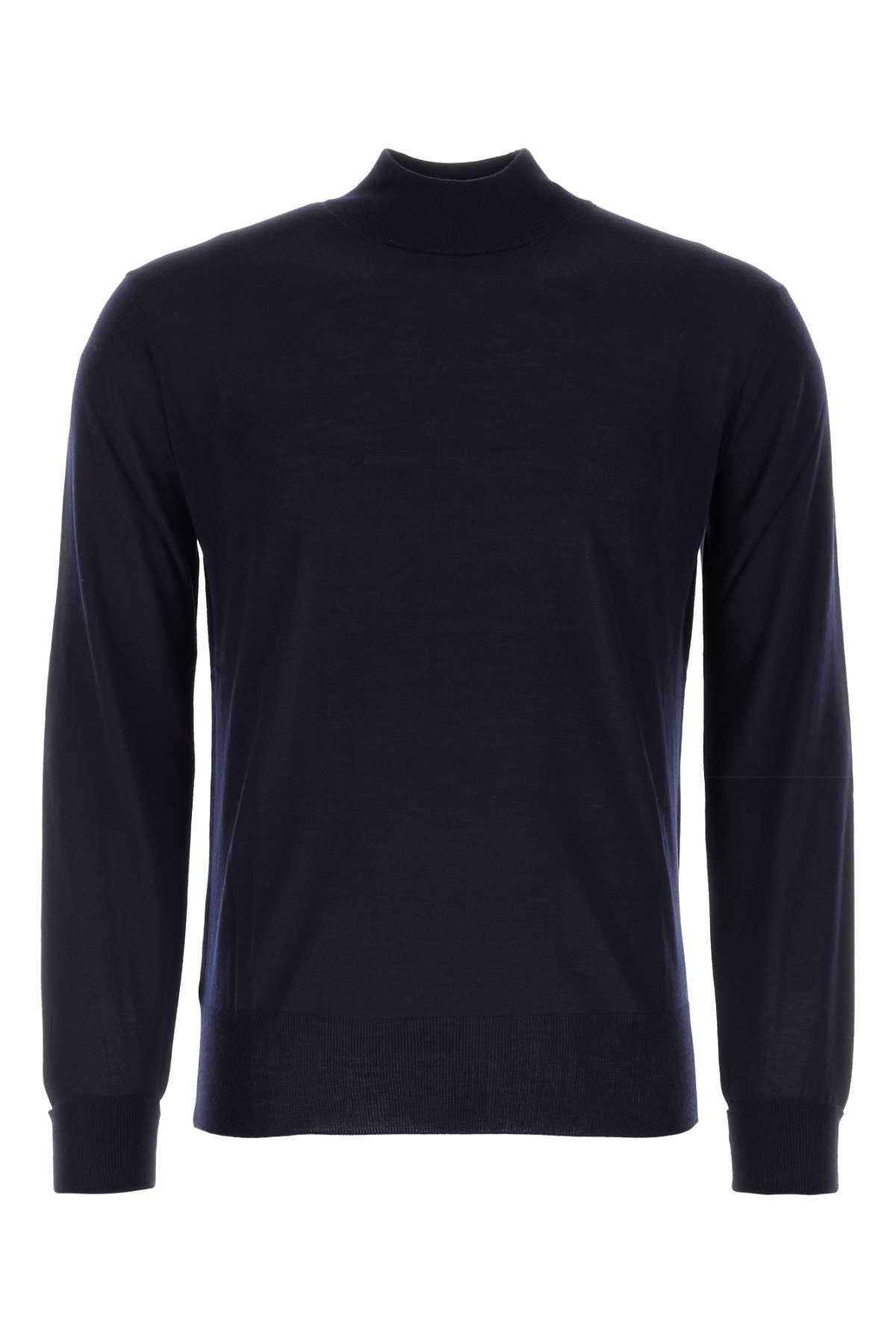 image of Pt Torino Midnight Blue Wool Sweater in White, Men's (Size Large)