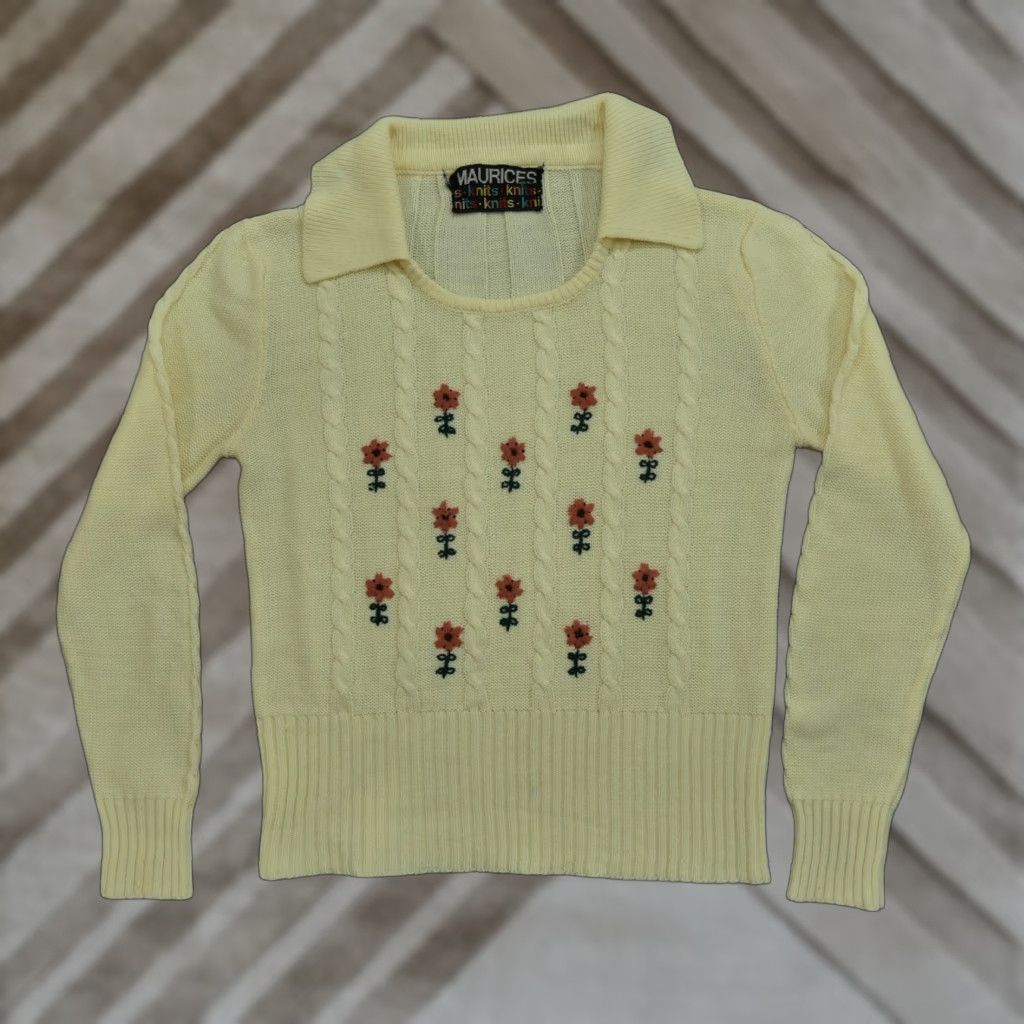 Vintage VINTAGE Maurices Sweater Womens S Cream Pullover Cable Knit 80s Floral Long Sleeve Size S / US 4 / IT 40 - 1 Thumbnail